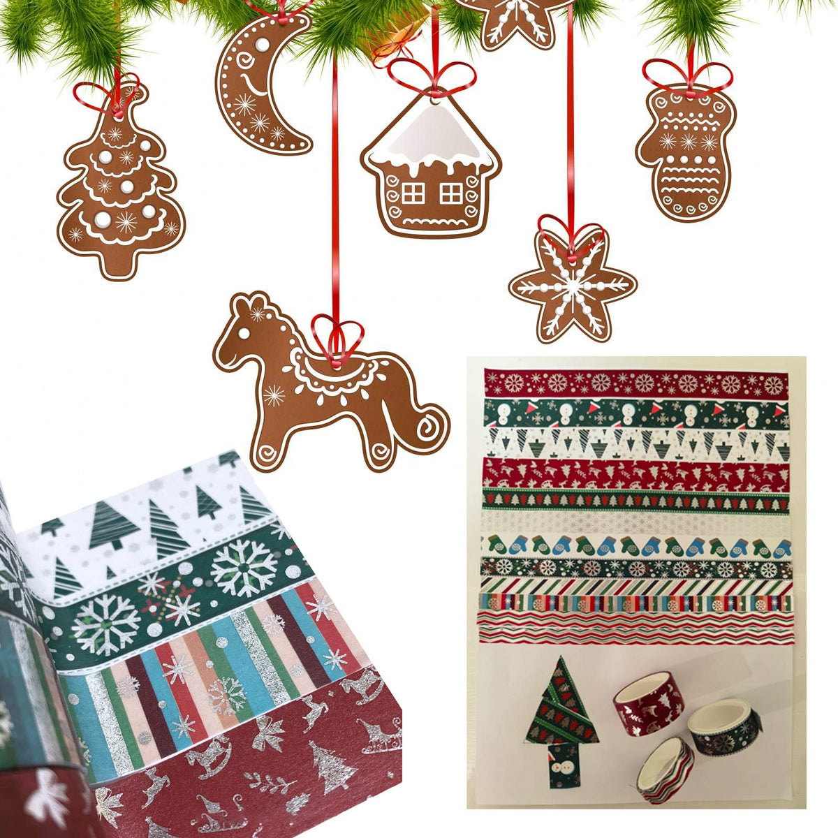 Christmas Holiday Washi Tape Set Xmas Winter Foil Washi Masking Tape Bullet Journal Kids Chirstmas