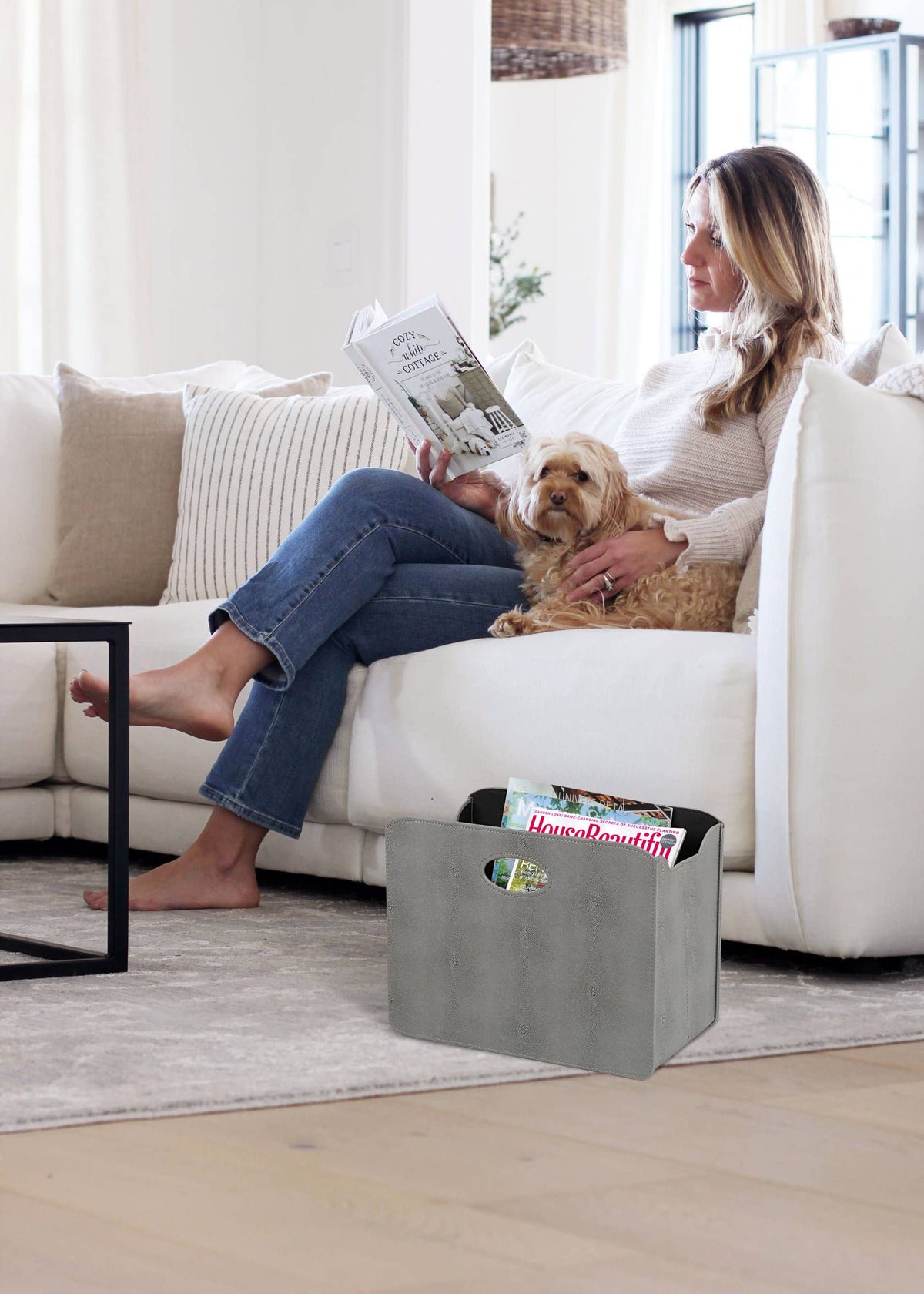 HofferRuffer Magazine Basket Holder, Foldable Magazine Rack, Document File Holder Organizer, File