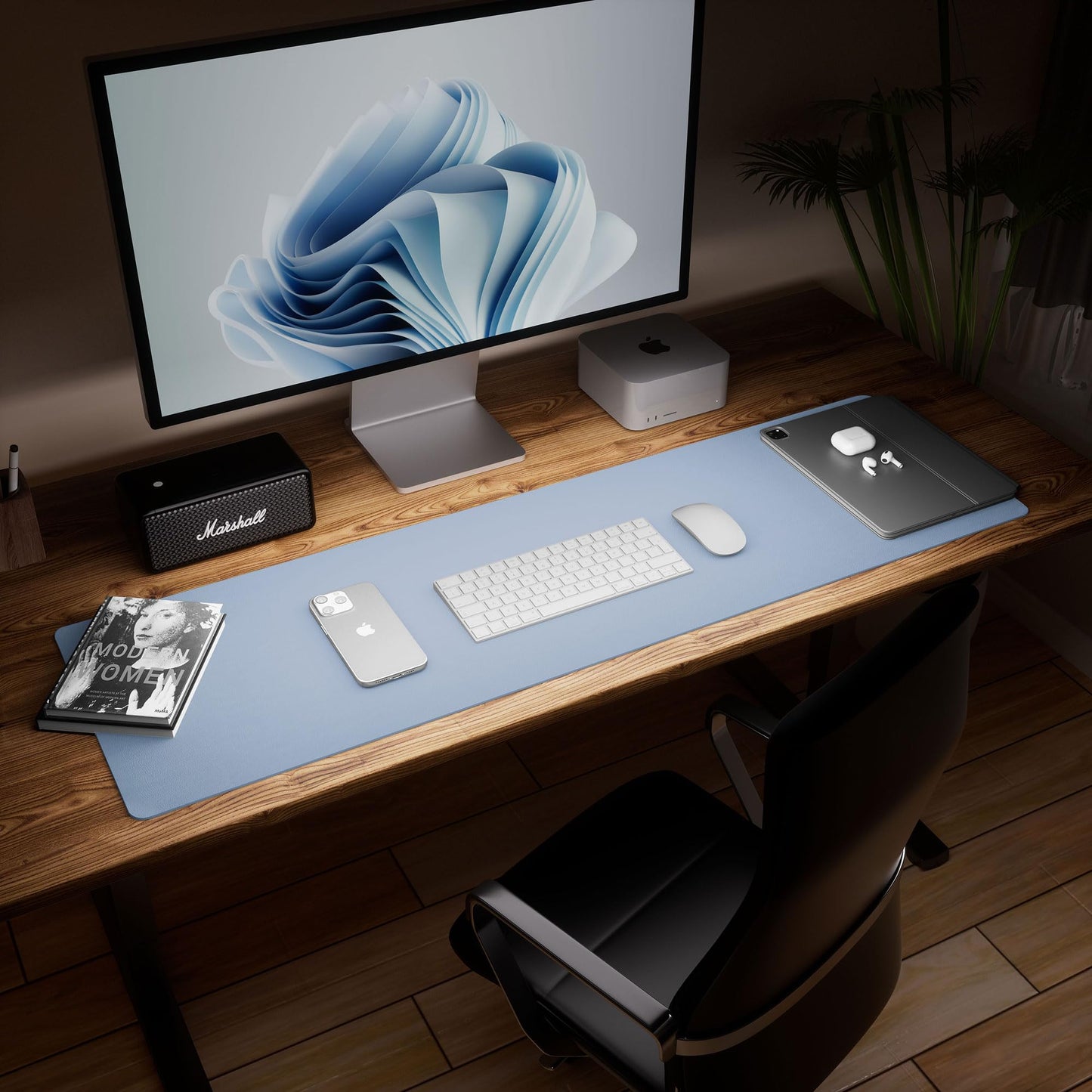 Aothia Leather Desk Pad Protector - Large Mouse Pad, Office Mat, Non-Slip PU Leather Blotter
