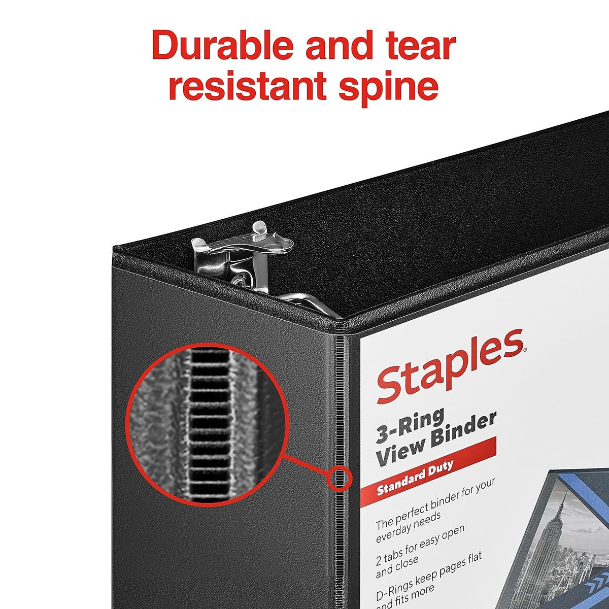 Staples Standard 4-Inch D-Ring View Binder, Black, 775 Sheets