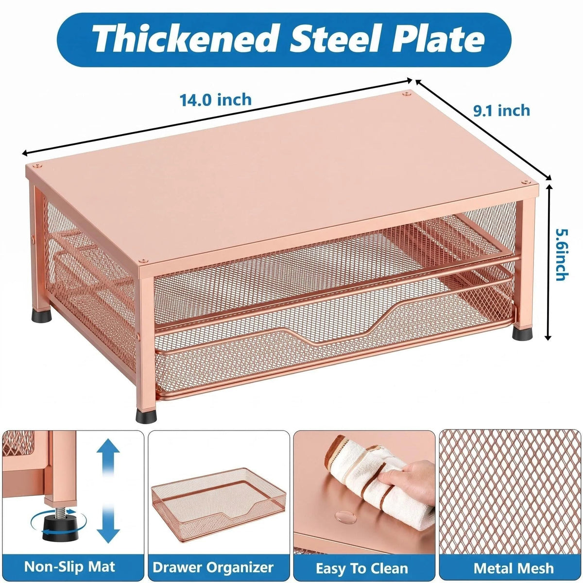 OPNICE Computer Monitor Stand Riser, Desk Organizer with Drawer, Printer & Laptop Stand, Office