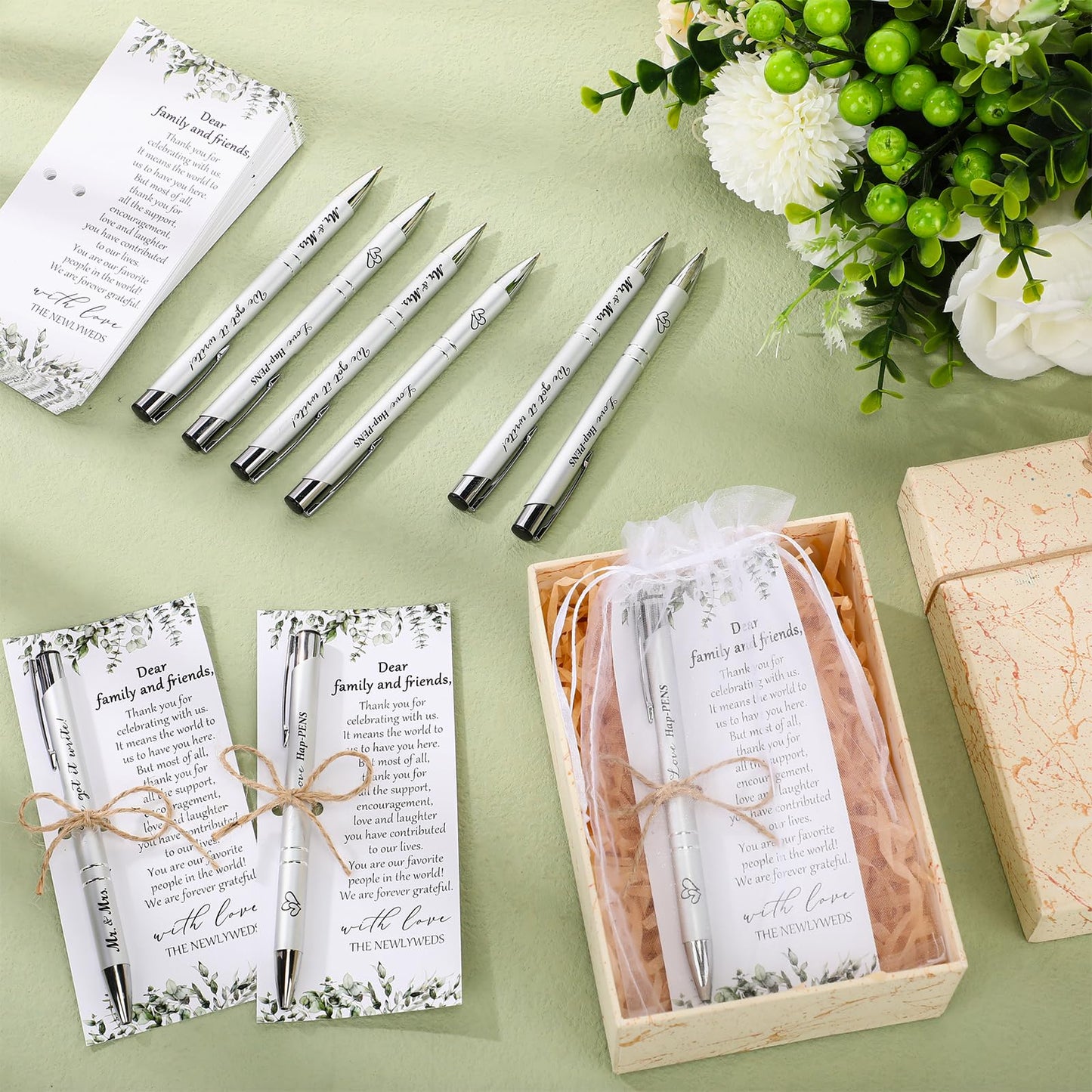 Humyoun 100 Set Wedding Favors for Guests Black Ink Pen for Bridal Party