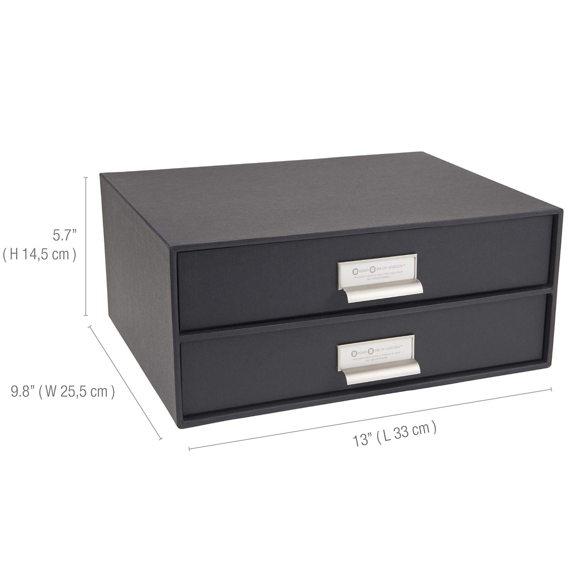 Bigso Box of Sweden Birger 2-Drawer Fiberboard Label Frame Document Letter Box | Desktop Drawers