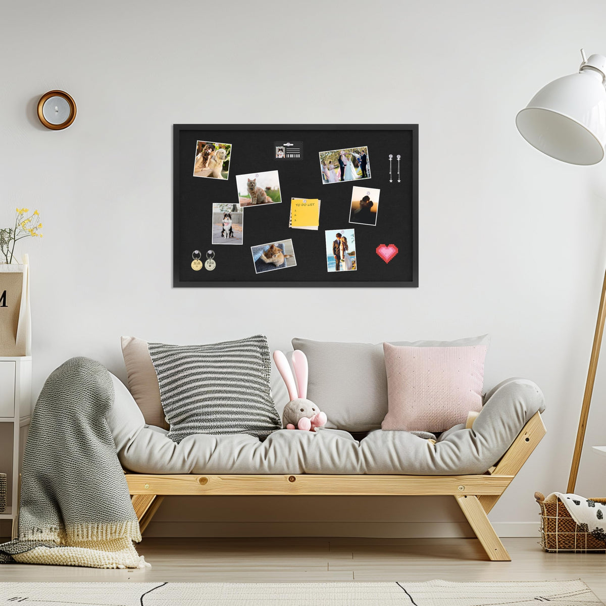 DAHAPYBOO Cork Board with Linen Black,Bulletin Board 30"x20"