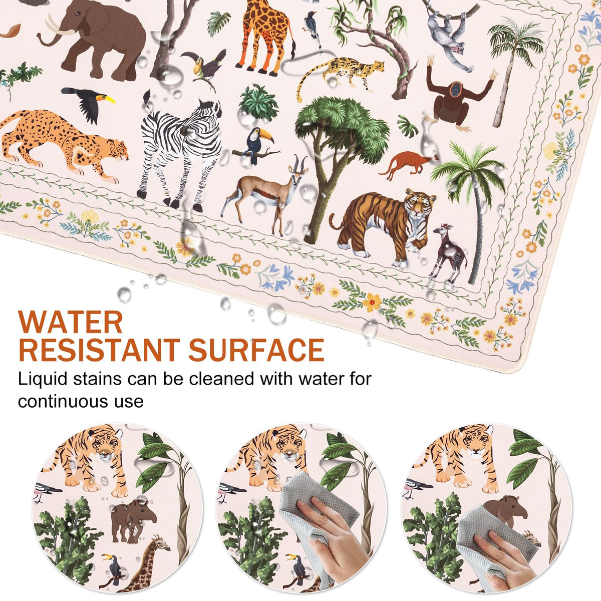 L-SPOUTTO Jungle Animal Desk Mat for Keyboard and Mouse,XXL Large Mouse Pad