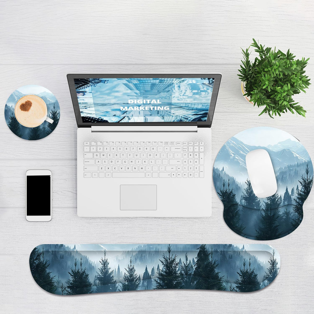 Ergonomic Mouse Pad with Wrist Rest and Keyboard Wrist Rest, Mousepad