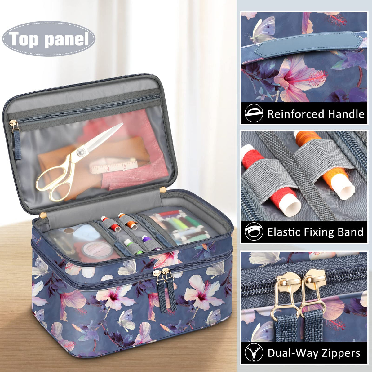 FINPAC Double-Layer Sewing Accessories Storage and Organizer Case Bag