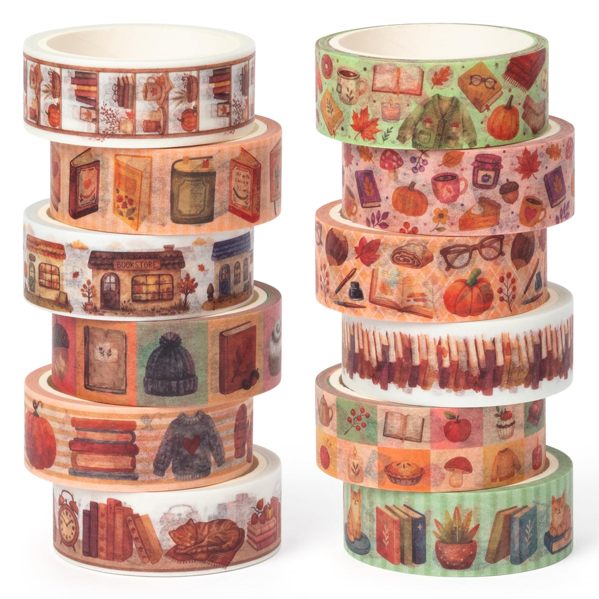BkeeCten 12 Rolls Autumn Reading Washi Tape for Journals Reading Logs