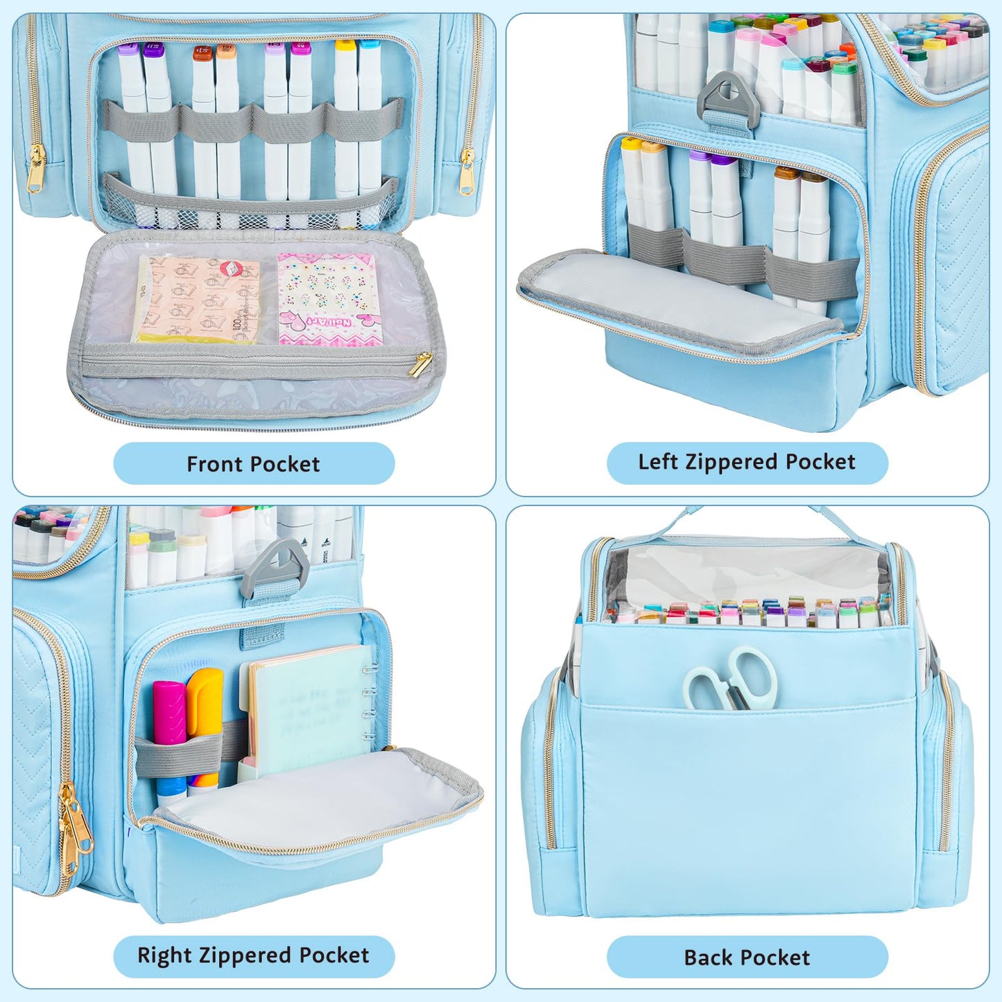 ZIOZERTT Marker Organizer Case for 200+ Markers,Travel Marker Storage Bag with Dividers,Marker