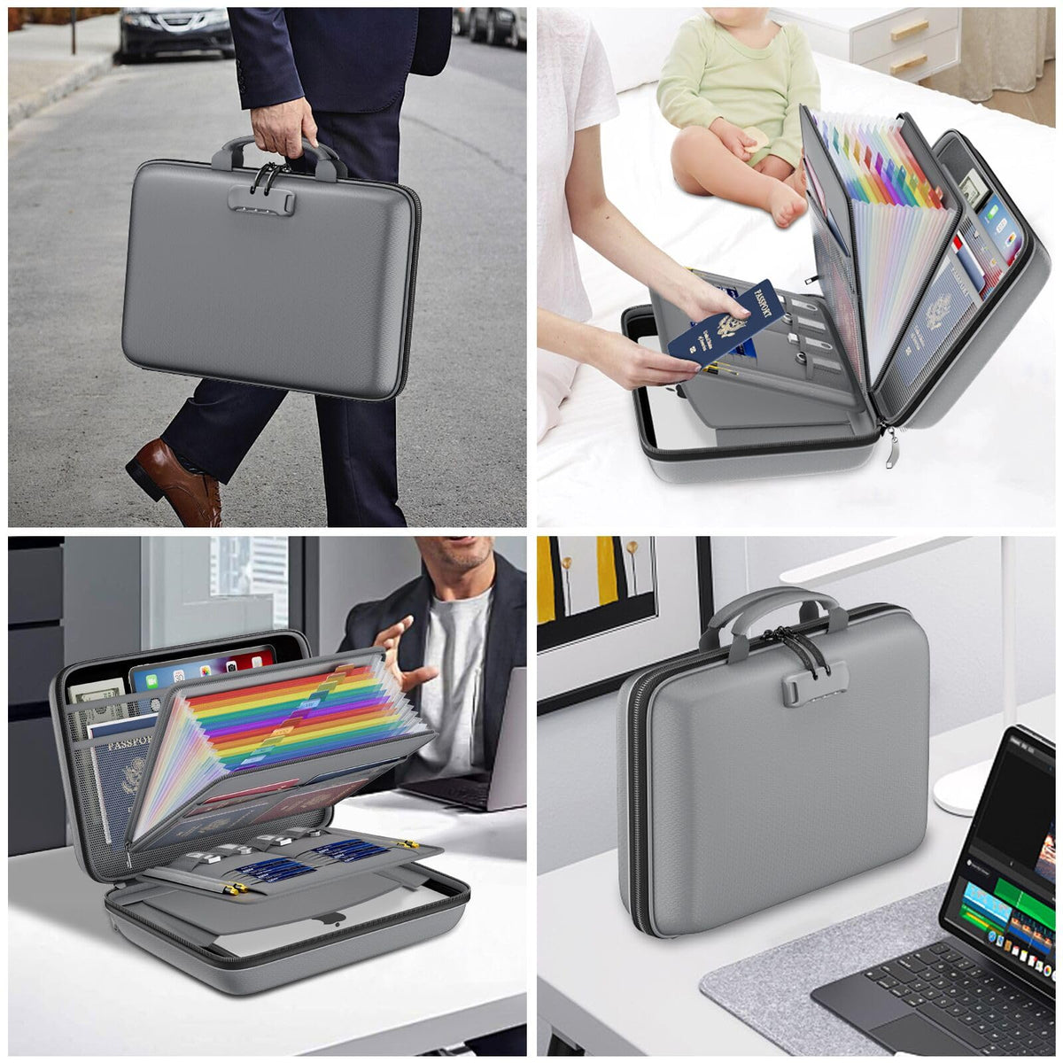 DocSafe Fireproof File Organizer with Lock, Hard-Shell Case Fireproof Document Box with 13 Pocket
