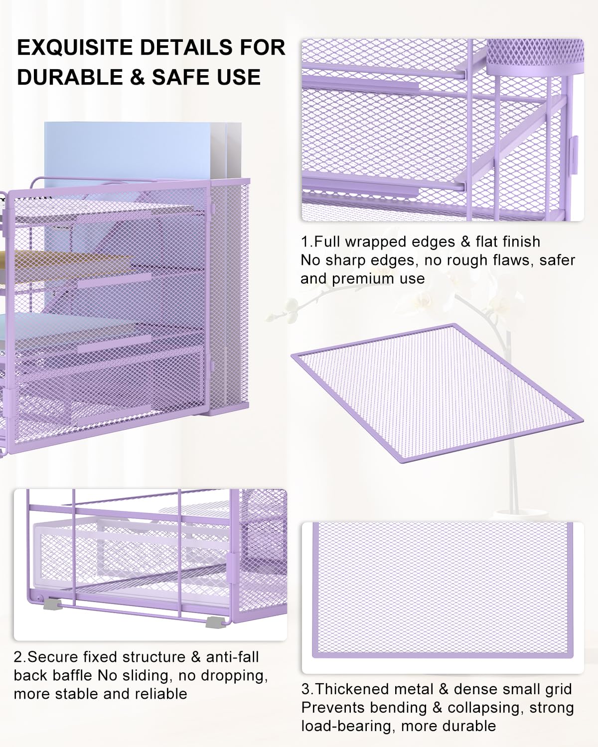 WALI Desk File Organizer, 4 Tier Desktop Paper Letter Tray Organizer with Drawer and 2 Pen Holders