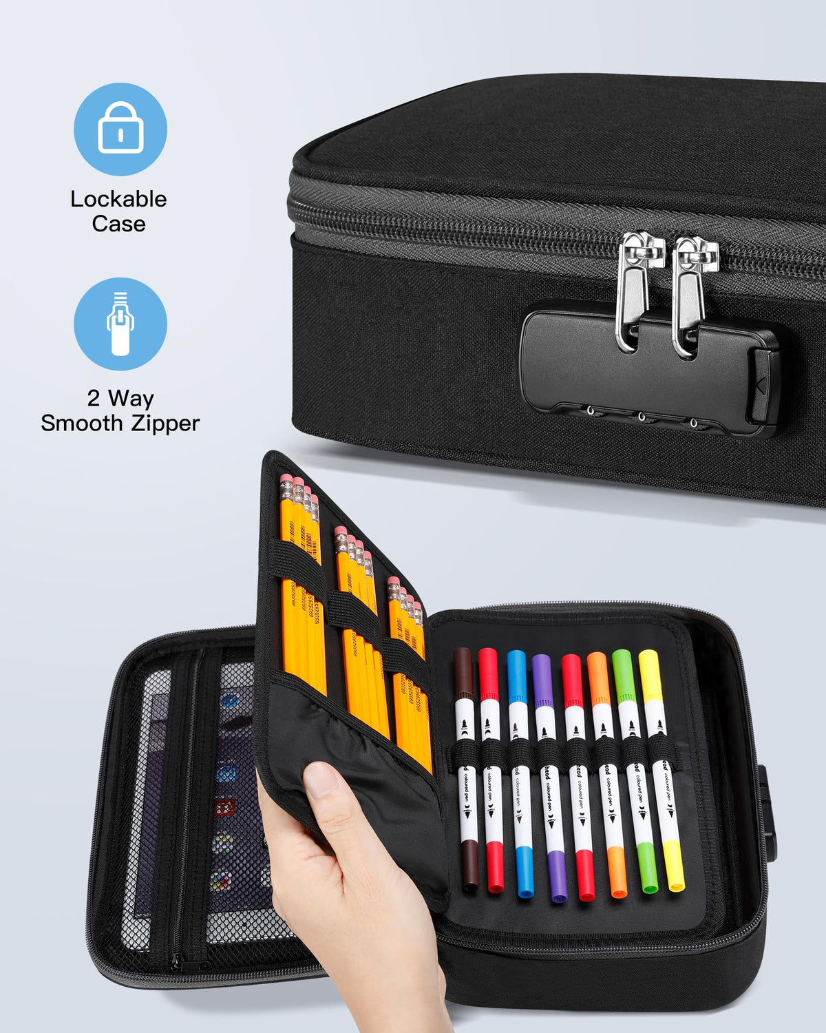 Zannaki Big Capacity Storage Pouch Marker Pen Pencil Case Simple Stationery Bag Box Art Tool &