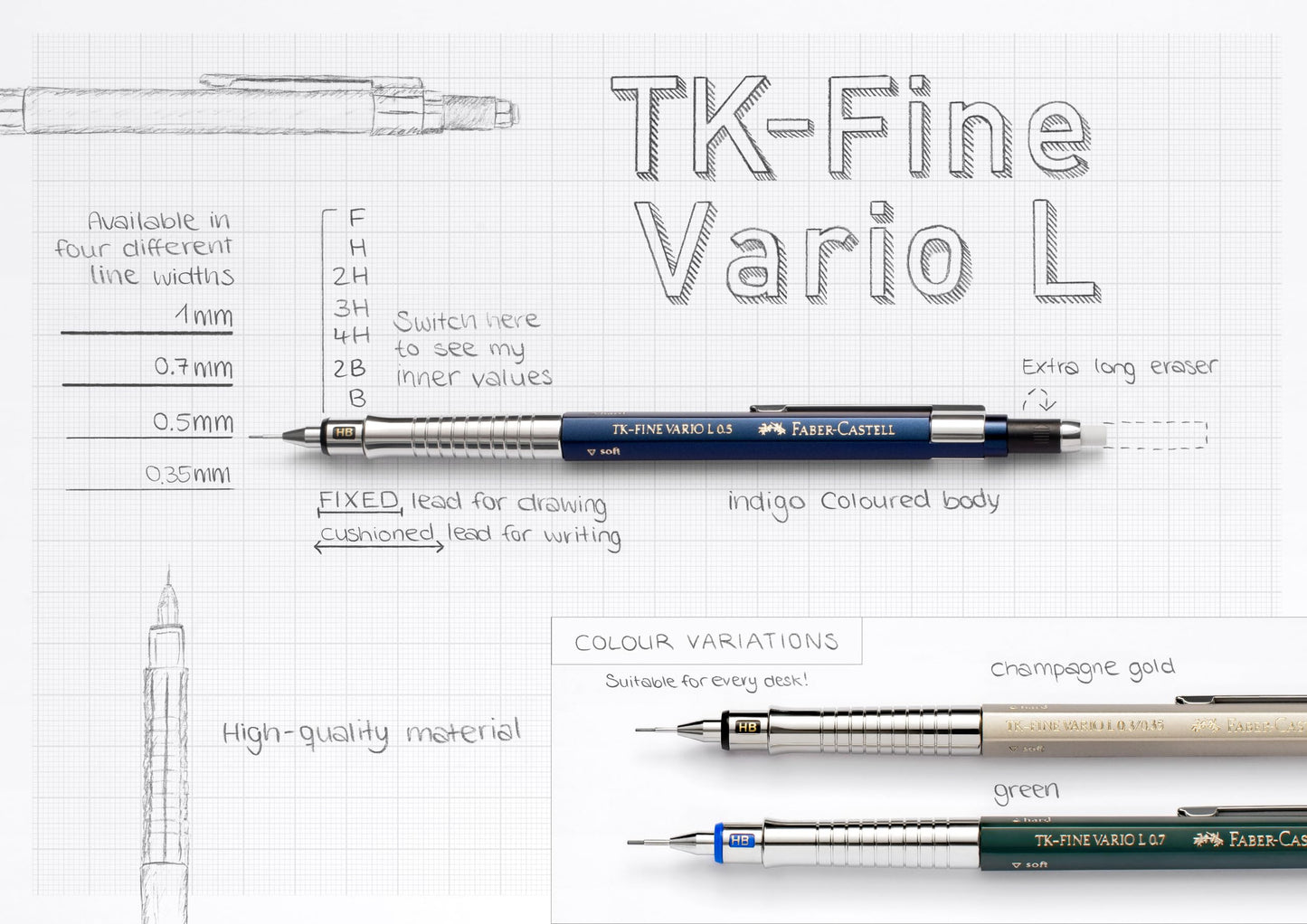 Faber-Castell Mechanical Pencil TK-Fine Vario L 1.0 Champagne Gold