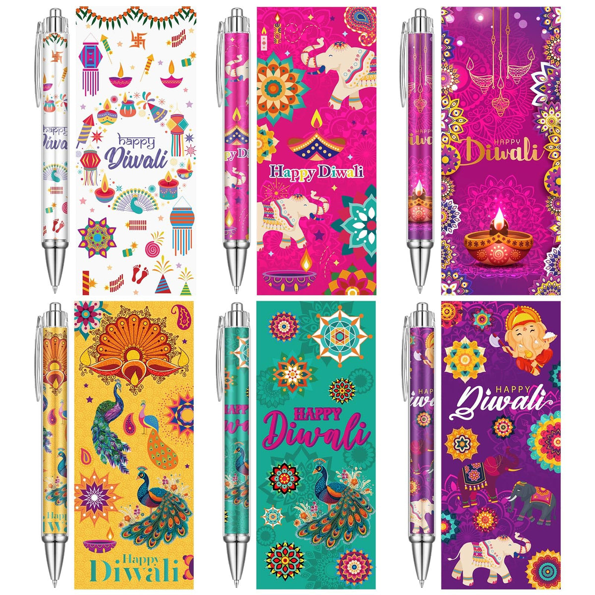 Humyoun 24 Pcs Diwali Ballpoint Pens Bulk Indian Deepavali Party Favors