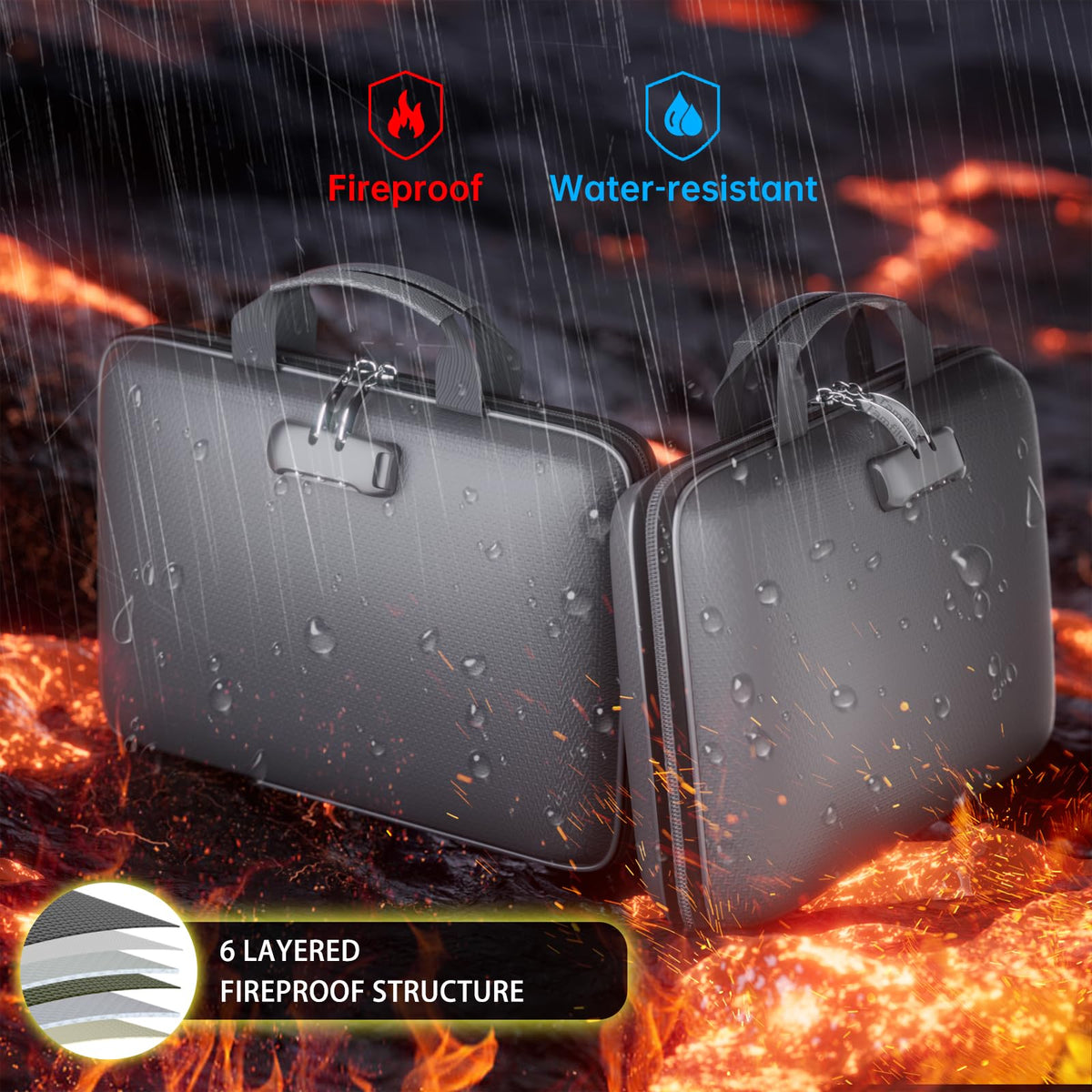 Tamfile Fireproof File Organizer with Lock,Hard Case Fireproof Document Box