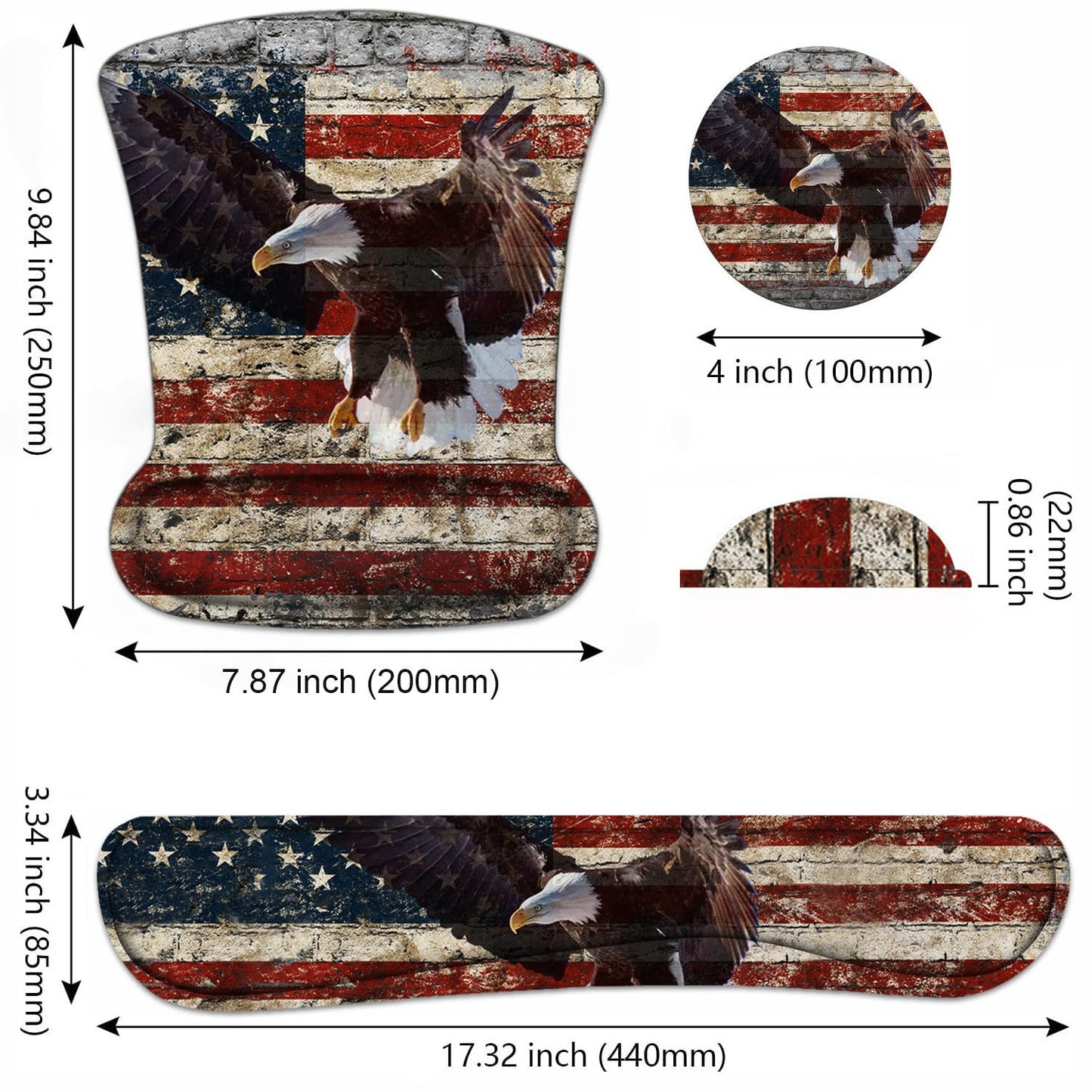 Keyboard Wrist Rest and Mouse Pad Wrist Support Set with Coasters, Non-Slip PU Base Ergonomic