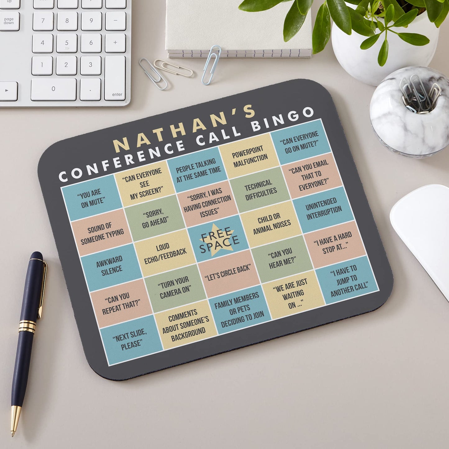 Let's Make Memories Personalized Conference Call Bingo Mouse Pad - for Virtual Meetings - Work from