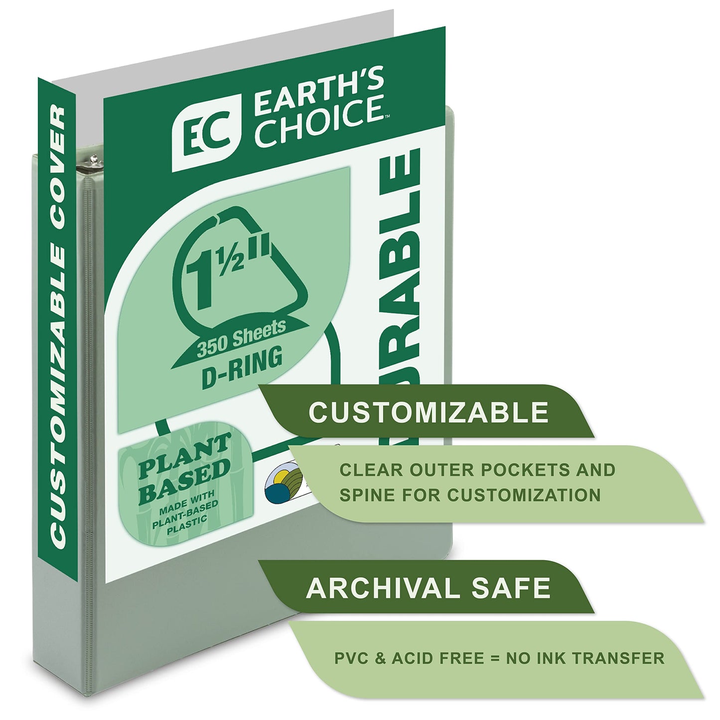 Samsill Plant-Based 1.5 Inch Durable D-Ring, View Binder, Eco-Friendly, USDA Certified Biobased, 4