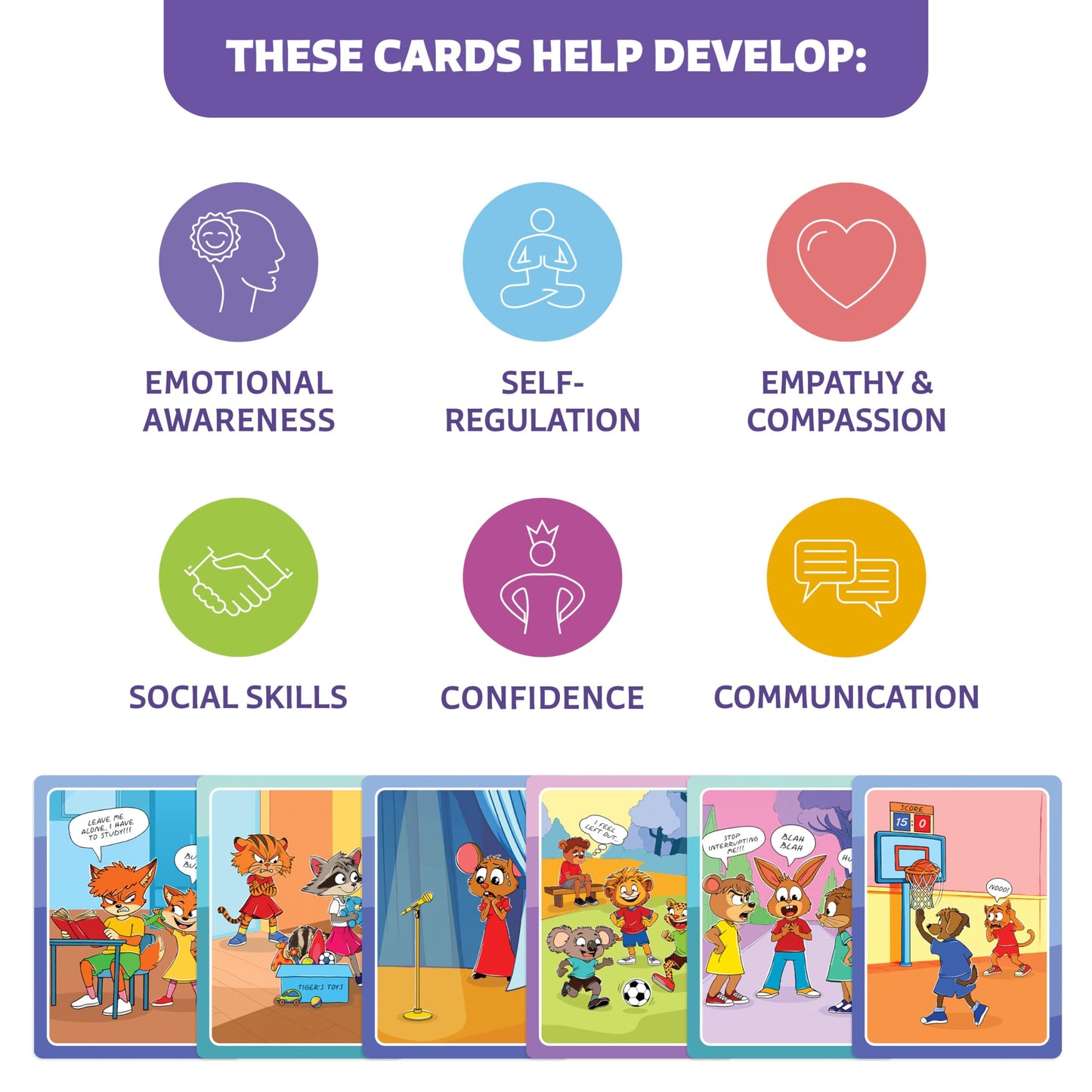 Who What Why Feelings Conversation Cards for Kids, Social SEL Game, Ages 4+