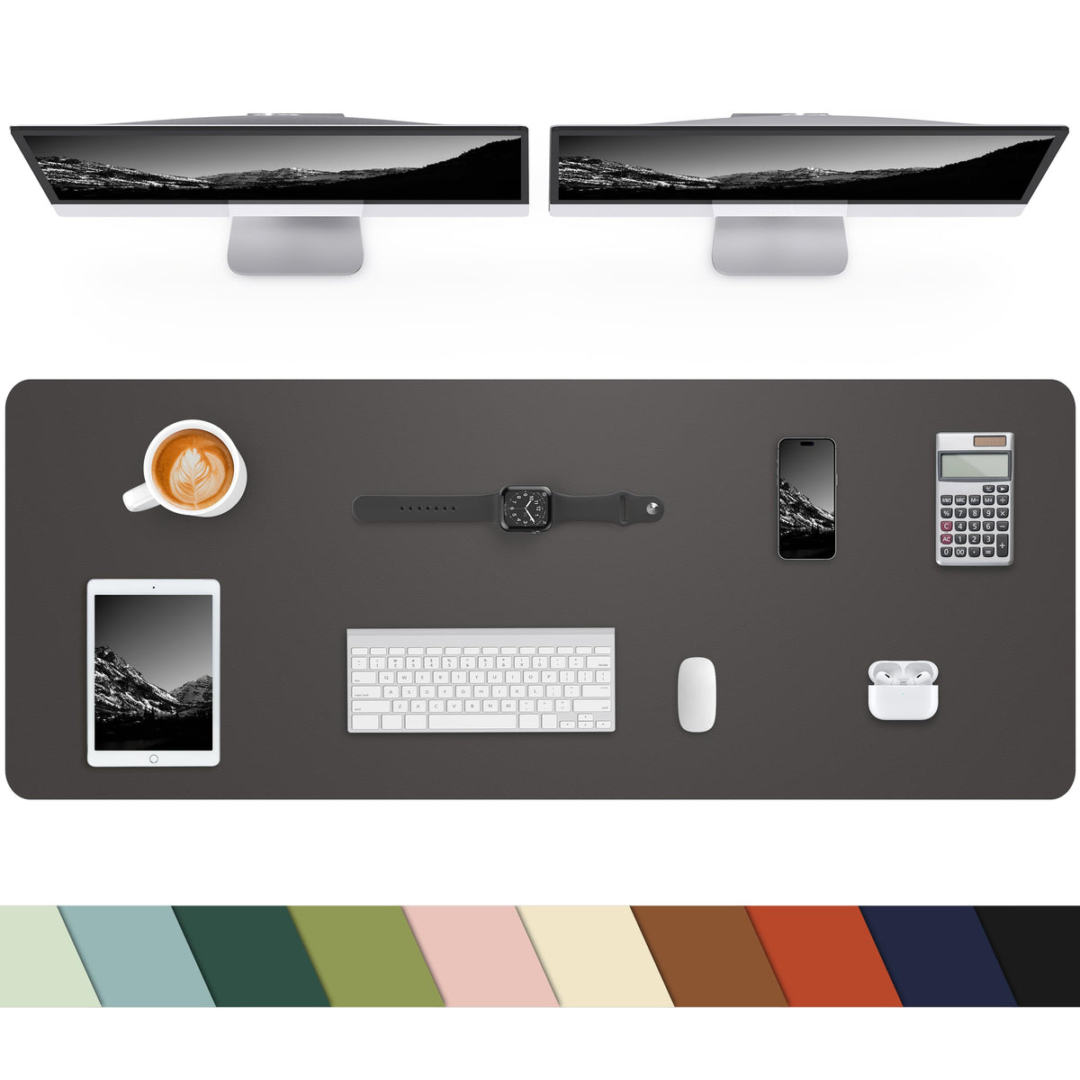 Leather Desk Pad Protector,48"x 17"Desk Mat Large, Mouse Pad, Non-Slip PU Leather Desk