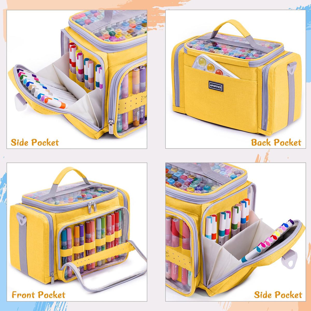 APOFFICE Marker Storage Organizer Case for 180–300 Markers with Dividers