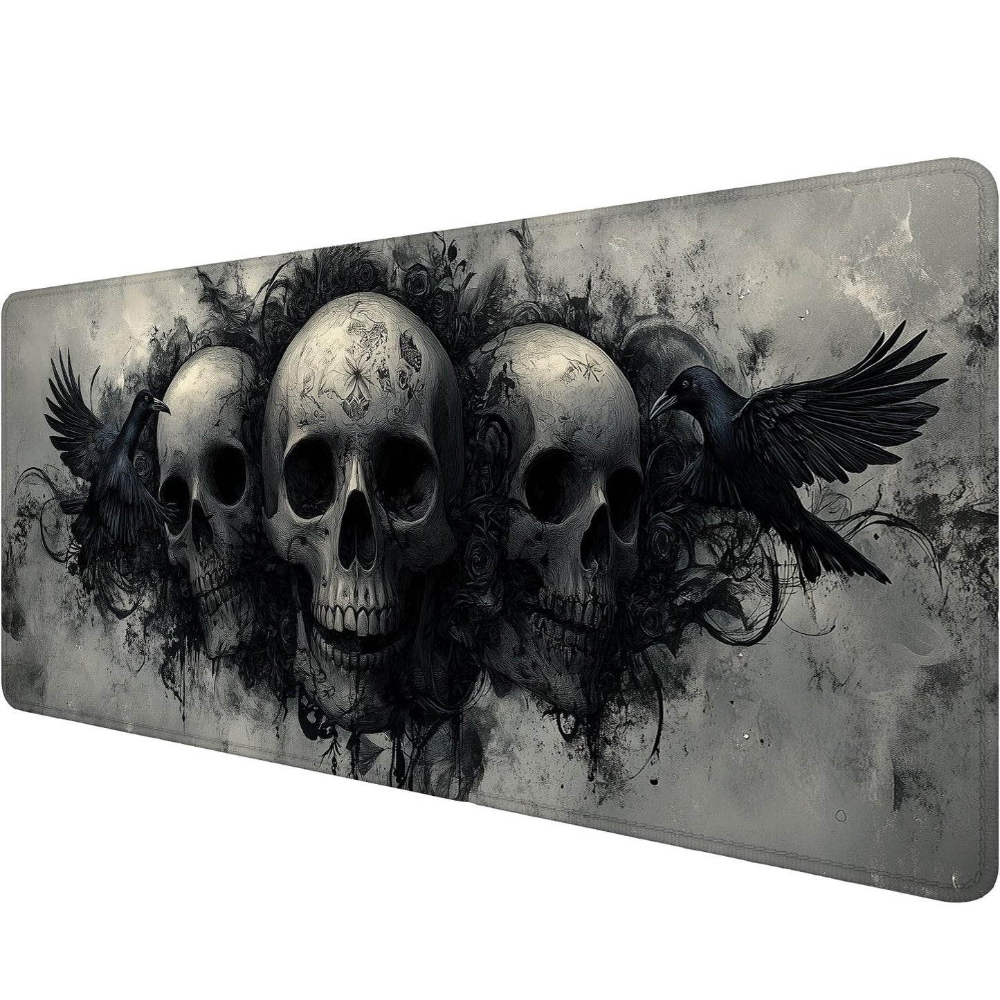 Ghost Skull Fog Desk Pad Mouse Pad Dark Skull Crow XL Mouse Pad Large Mousepad Extended Laptop