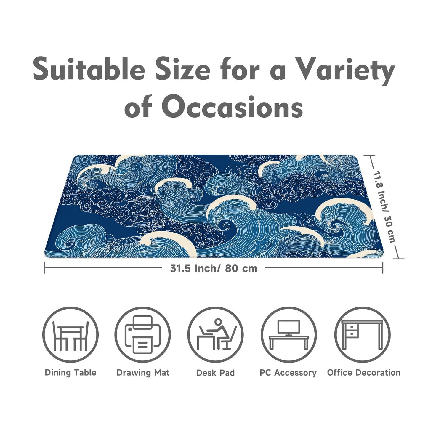 Desk Mat Mouse Pad Gaming Desk Pad XL Large Mouse Mat Office Decor Accessories (Blue B)