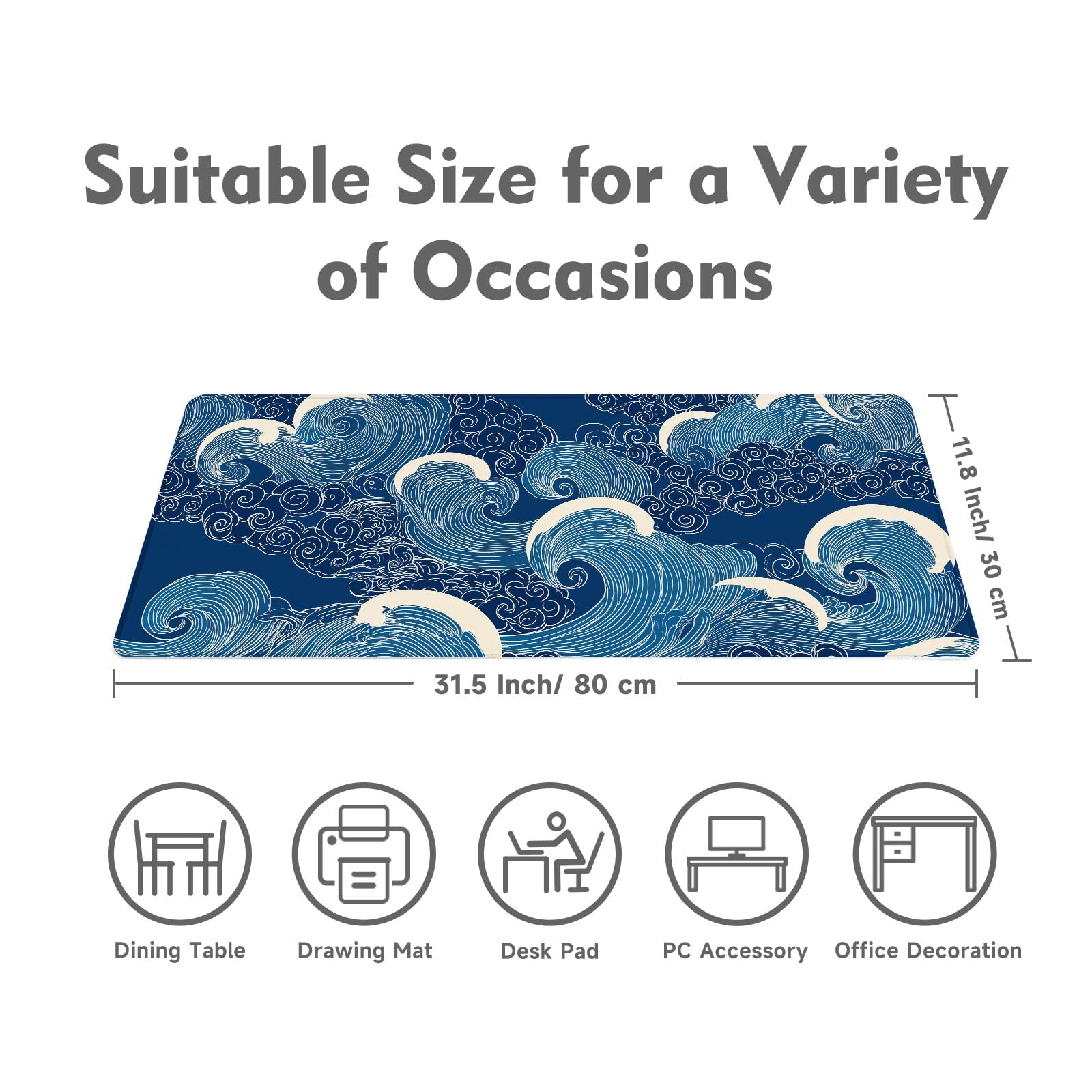 Desk Mat Mouse Pad Gaming Desk Pad XL Large Mouse Mat Office Decor Accessories (Blue B)