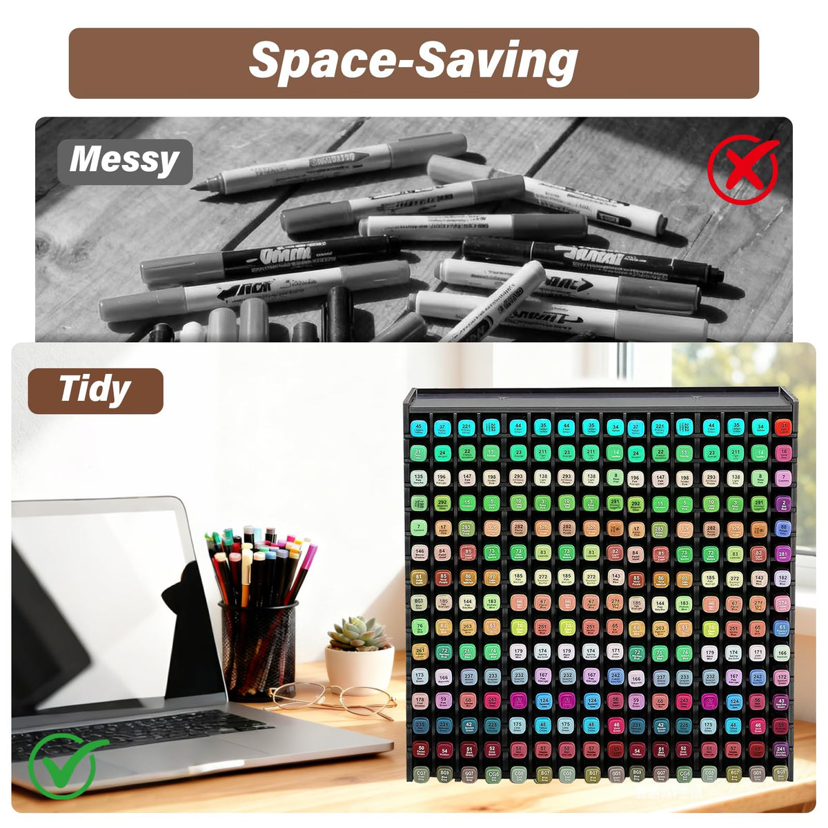 Yrangee Marker Organizer,240 Slots Marker Storage with Divider,Black