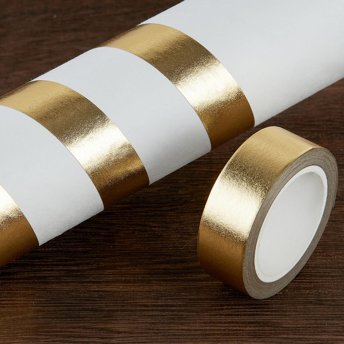 QDiShi 2 Rolls Gold Washi Tape for Wall Decor, Decorative, Foil Masking Tape, Low Tack, Self