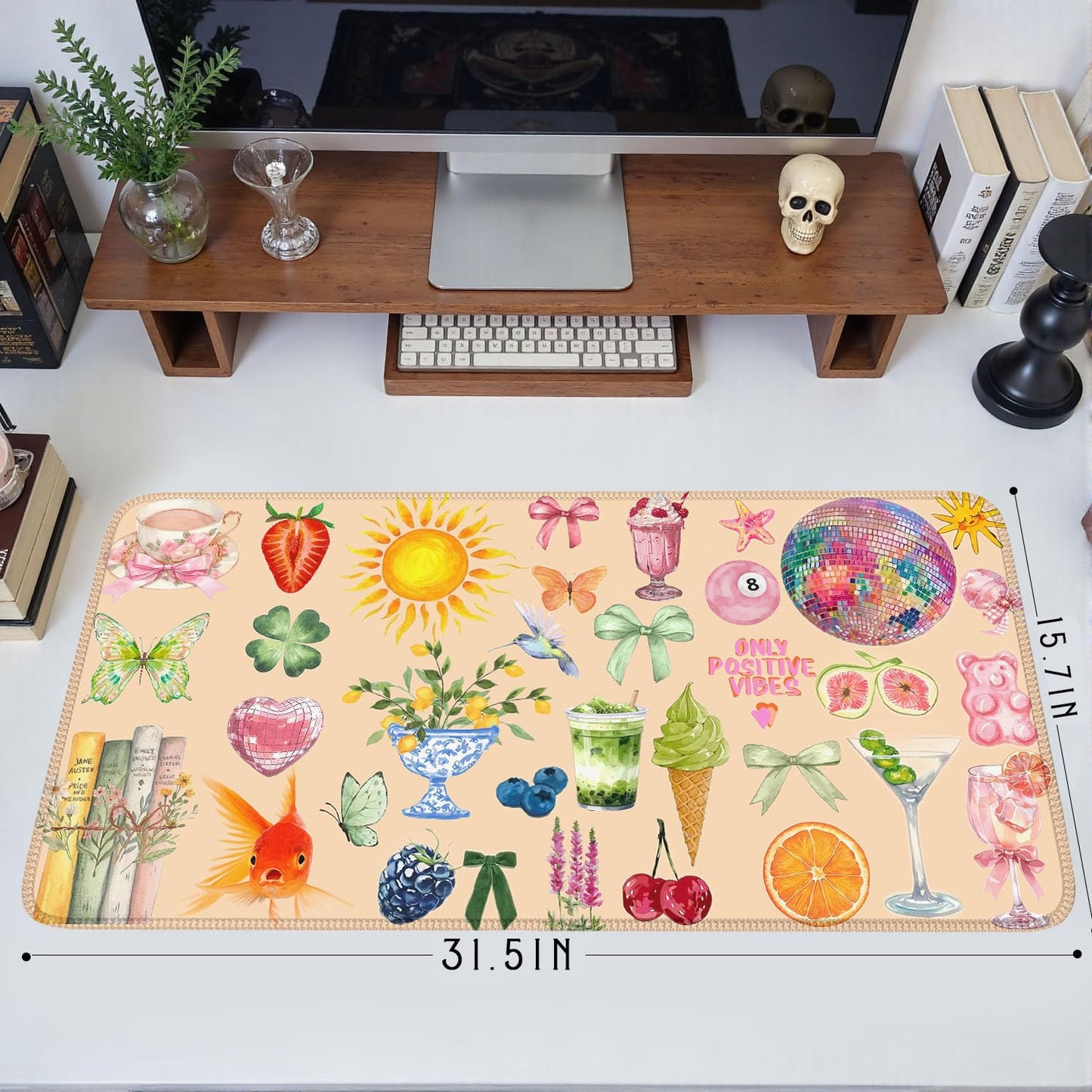 Nasdalgias Cute Pink Boho Pastel Desk Mat Colorful Desk Mat for Keyboard and Mouse XXL Large Mouse