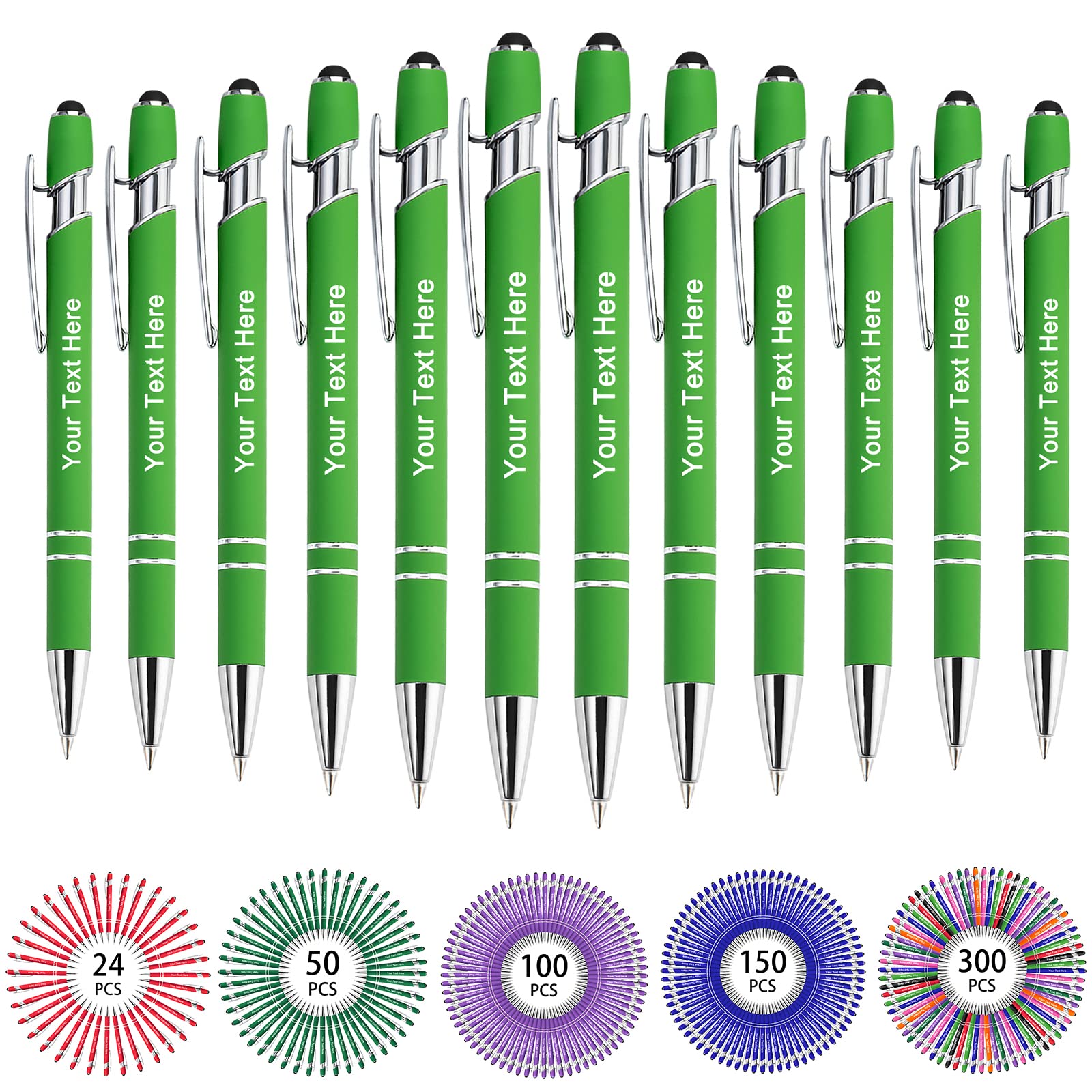 Hapelf Up to 500 Bulk Personalized Pens Custom Engraved Ballpoint Pen with Stylus Tip Retractable