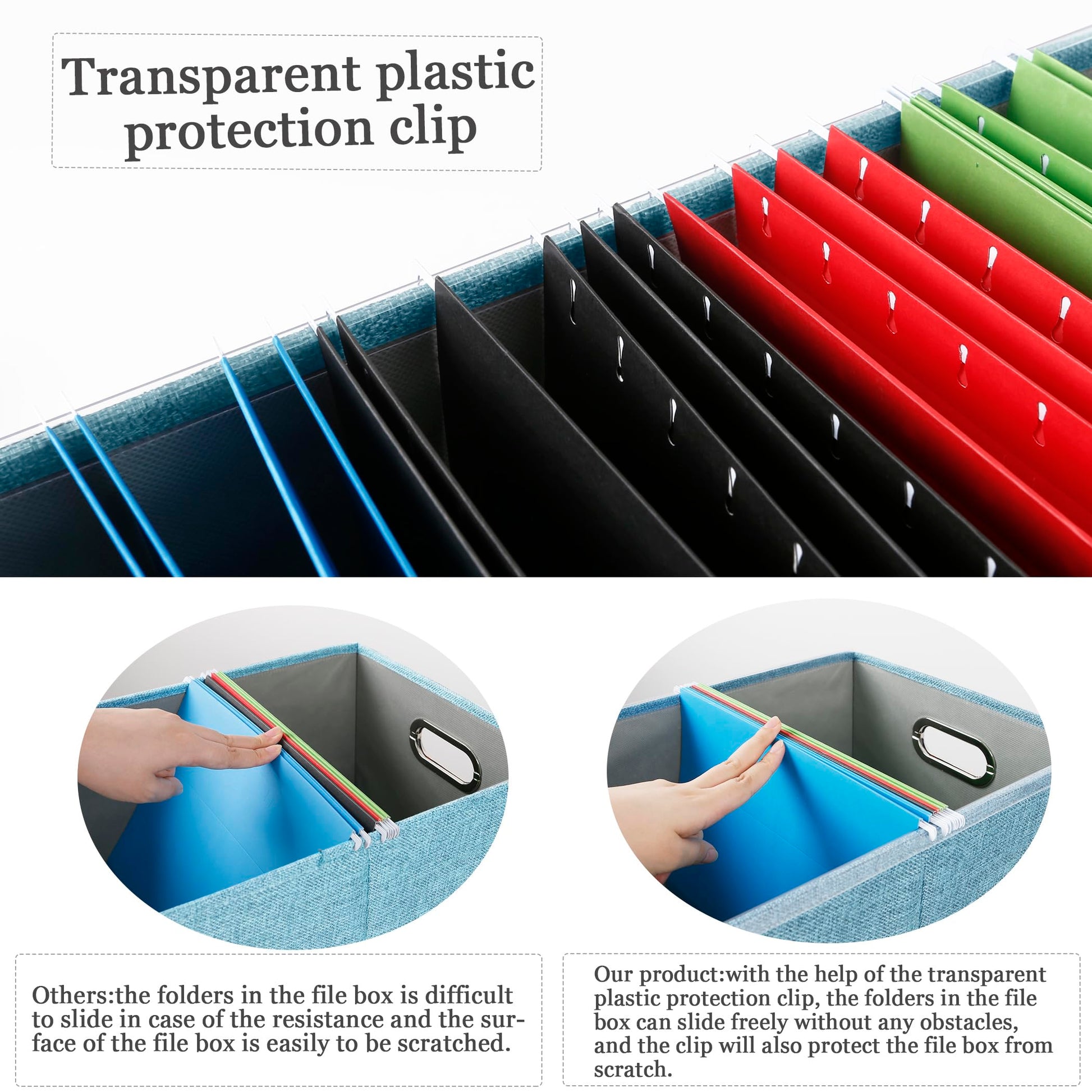 Oterri File Organizer Box with Lid, Portable Hanging File Box for Letter/Legal File Folder Storage