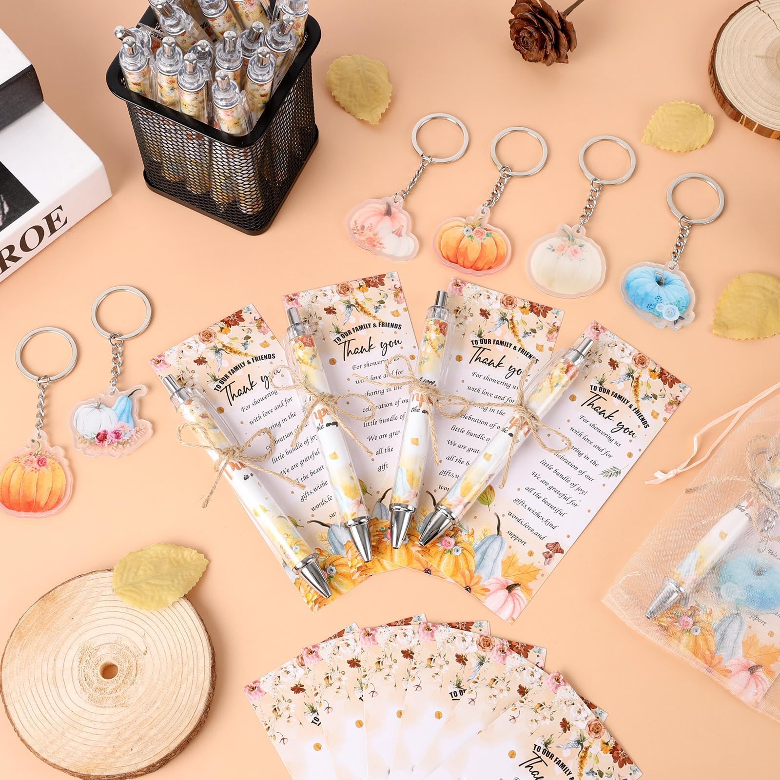 EYNDYN 145 Pieces Little Pumpkin Baby Shower Favors for Guest Fall Pumpkin Ballpoint Pens and