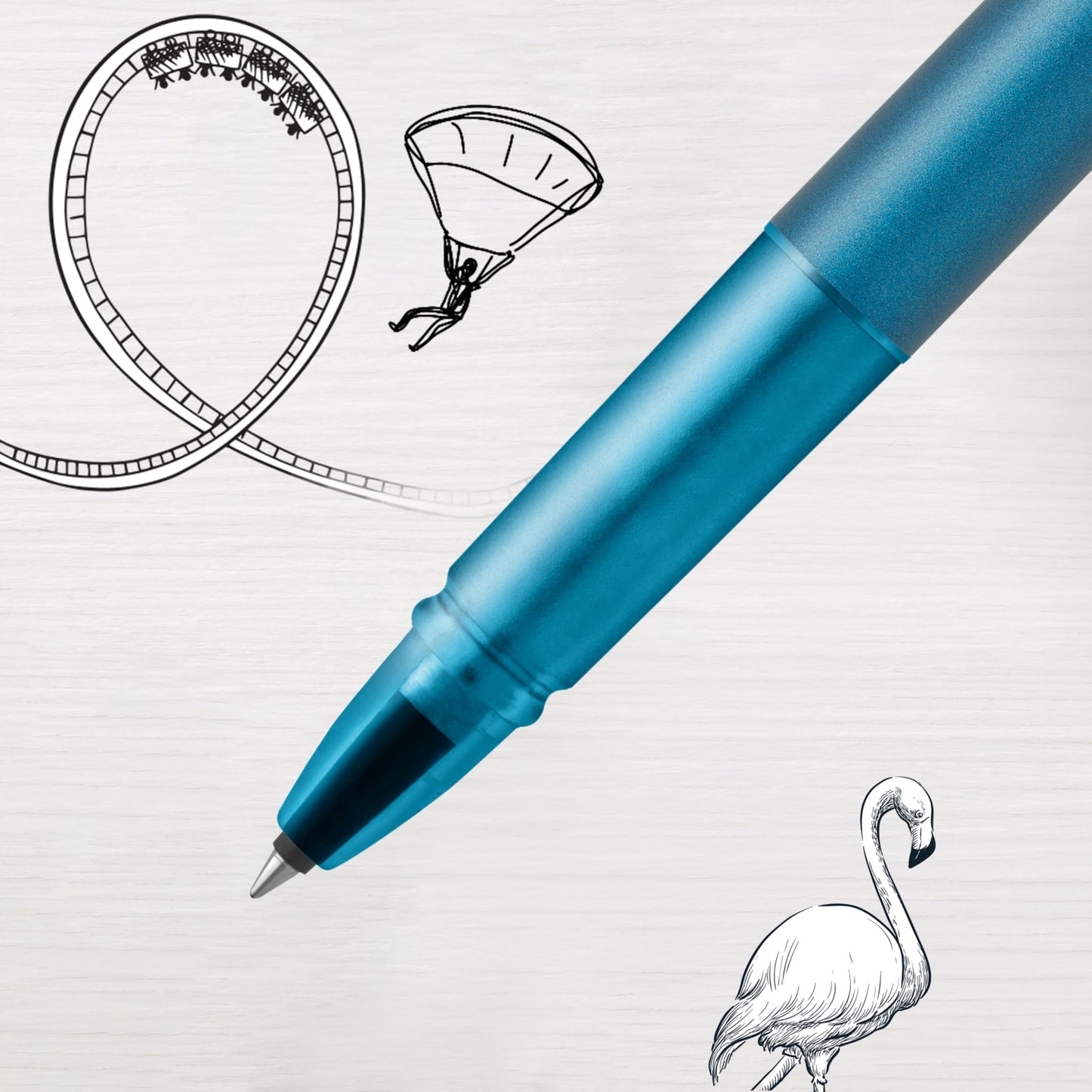 PARKER Vector XL Rollerball Pen | Metallic Teal Lacquer on Brass | Fine Point with Black Ink Refill