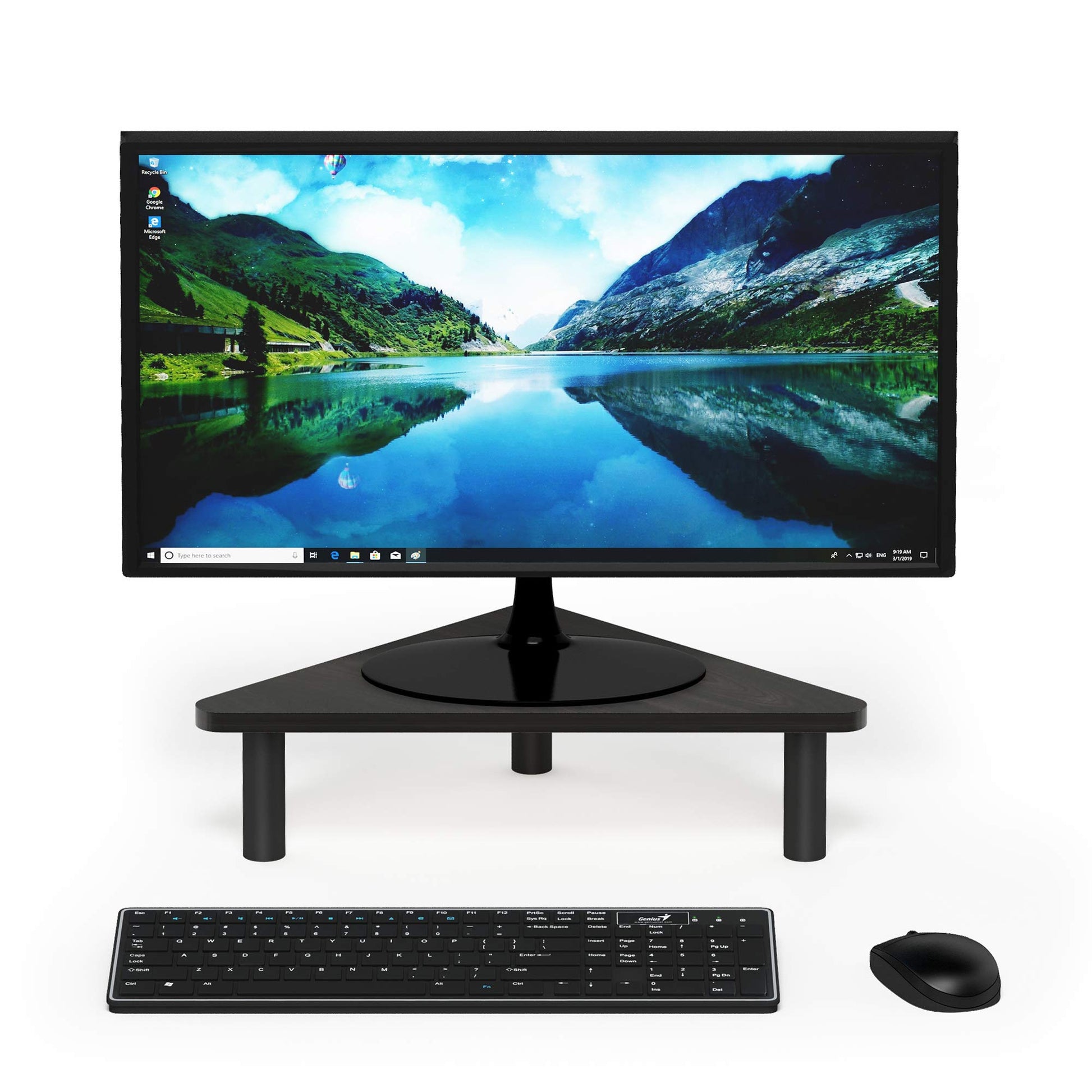 Furinno Turn-N-Tube Monitor Stand Riser, 19.6" Wide Triangle Corner Monitor Riser, Laptop Stand for