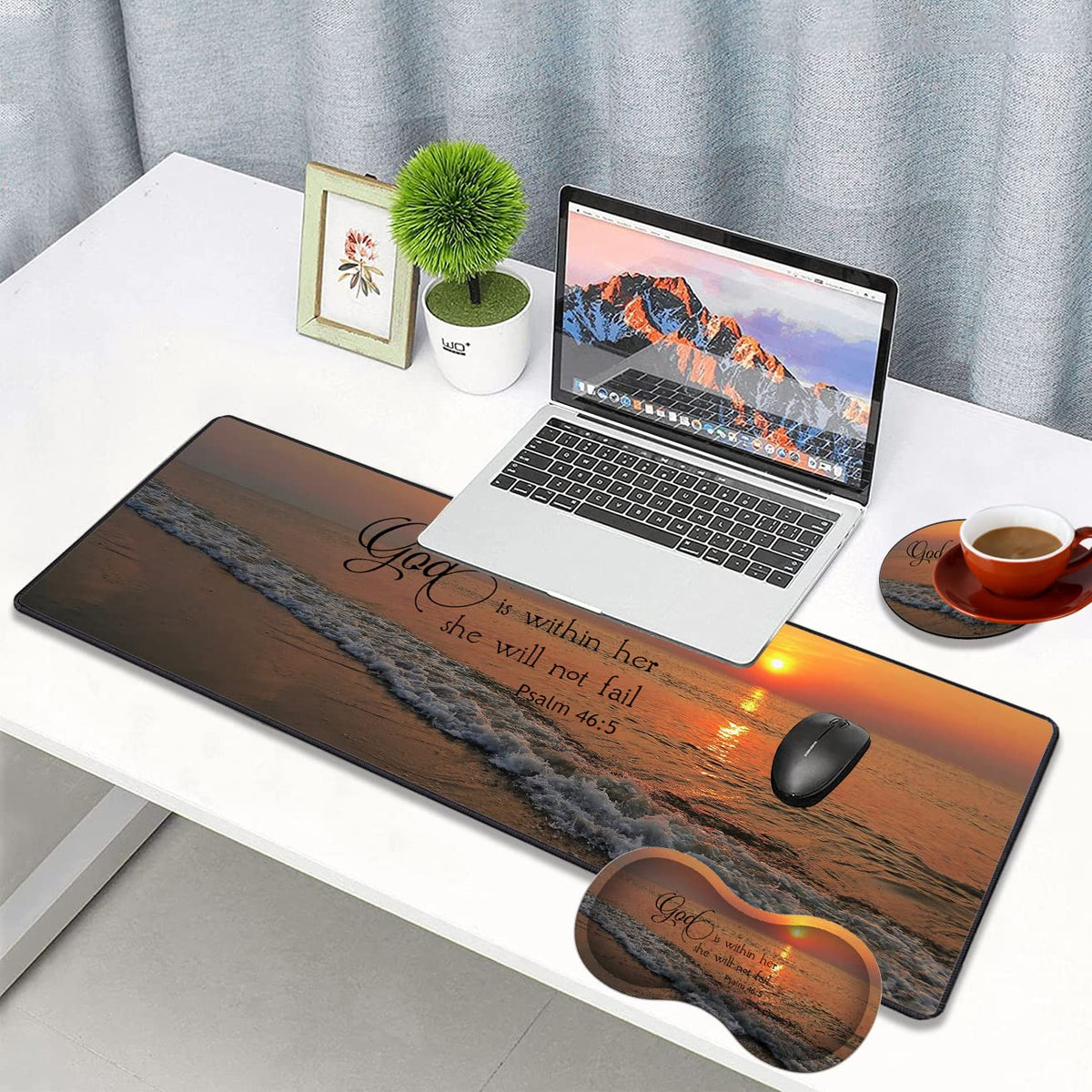 3 Piece Mouse Pad Set with Stitched Edge Large Anti-Slip Mouse Pad Desk Pad Keyboard Pad + Wrist