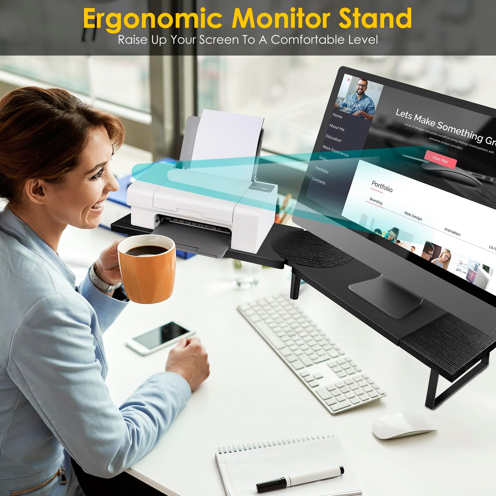 Across-Star Dual-Monitor Stand for Desk - Large Adjustable Length and Angle Riser for 2 Monitors