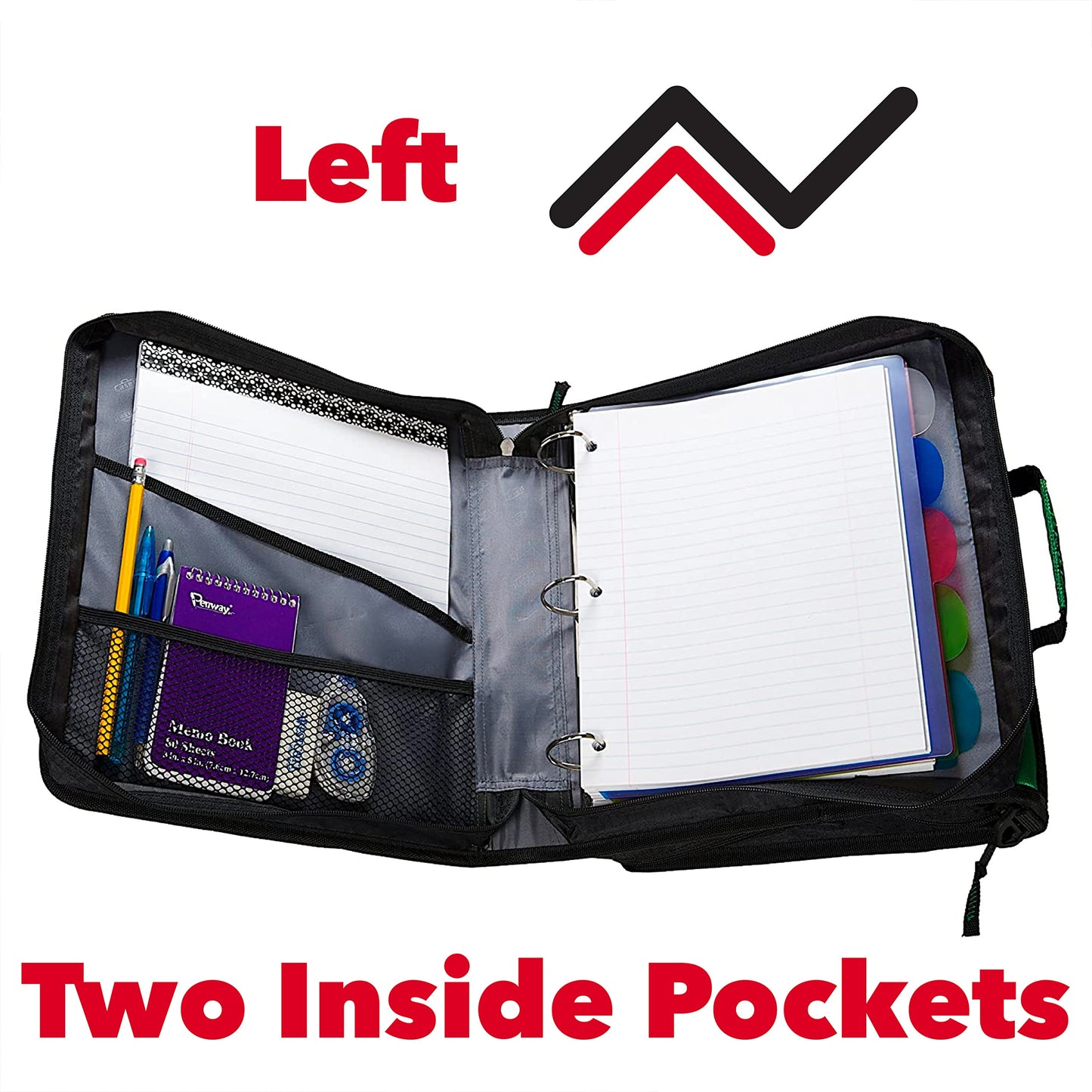 Case-it Zipper Binder | Dual 1.5" D-Rings | 500-Sheet | Z-176 Jet Black