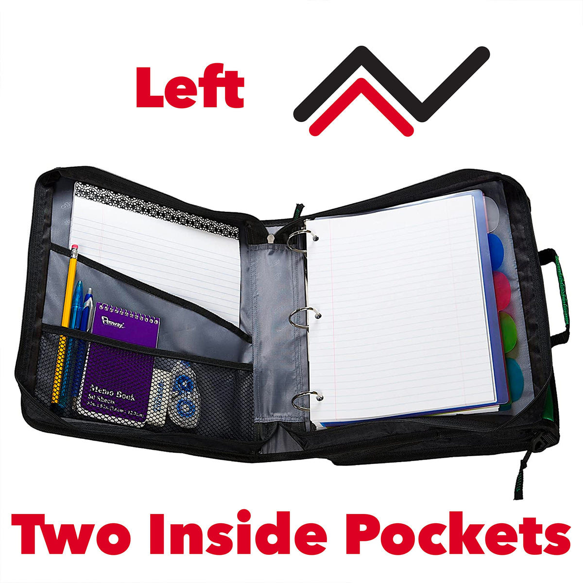 Case-it Zipper Binder | Dual 1.5" D-Rings | 500-Sheet | Z-176 Jet Black