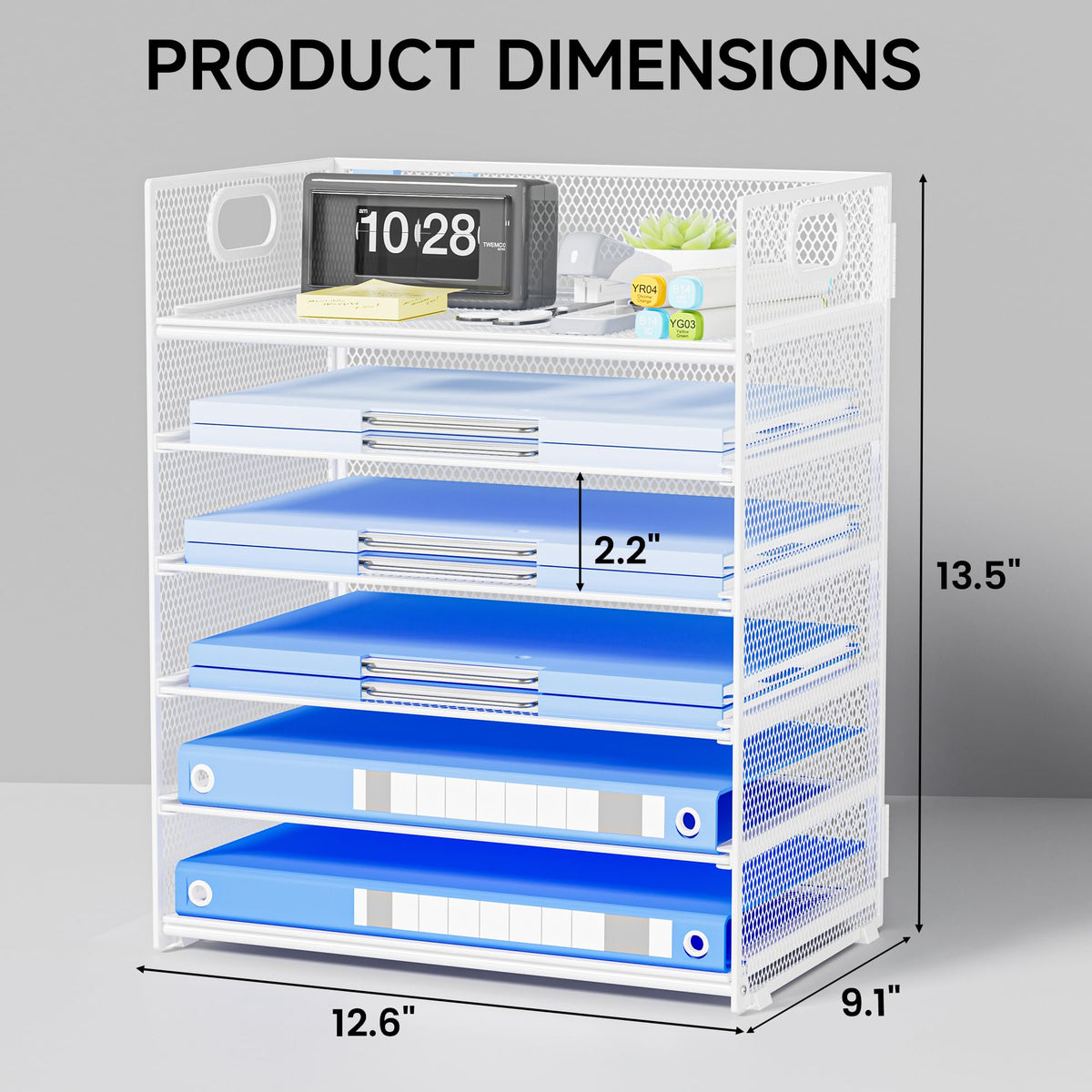 Kinkota Paper Organizer for Desk with Handle, 6-Tier