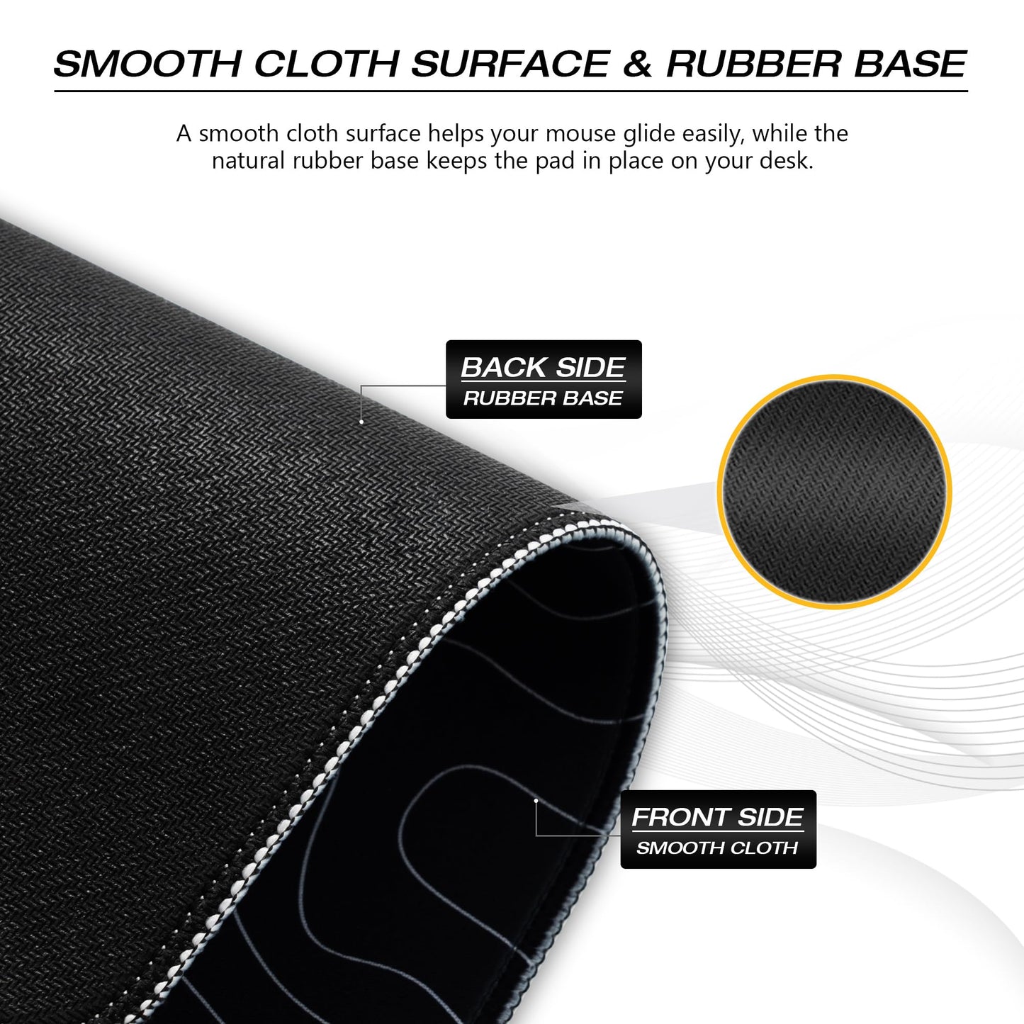 XVX Black and White Topographic Mousepad, XXLarge Gaming Mouse Pad for Desk 35.4x15.7