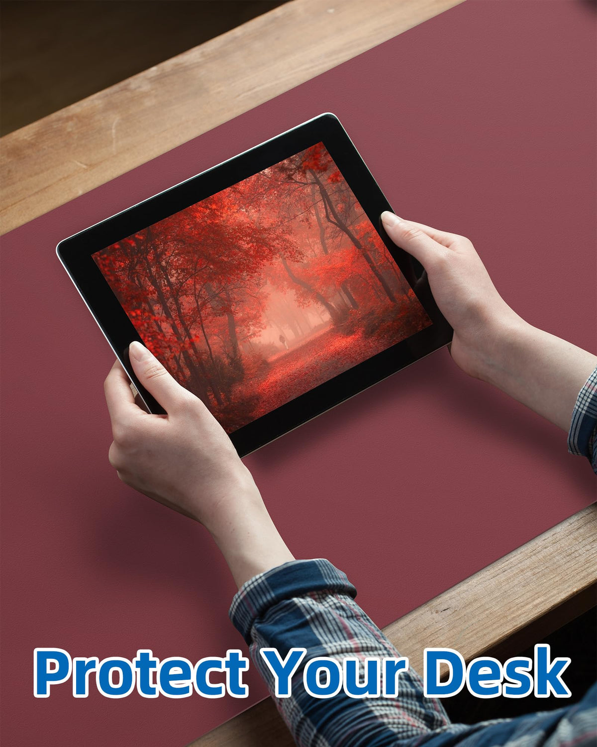 Leather Desk Pad Protector,Mouse Pad,Office Desk Mat, Non-Slip PU Leather Desk Blotter,Large Desk