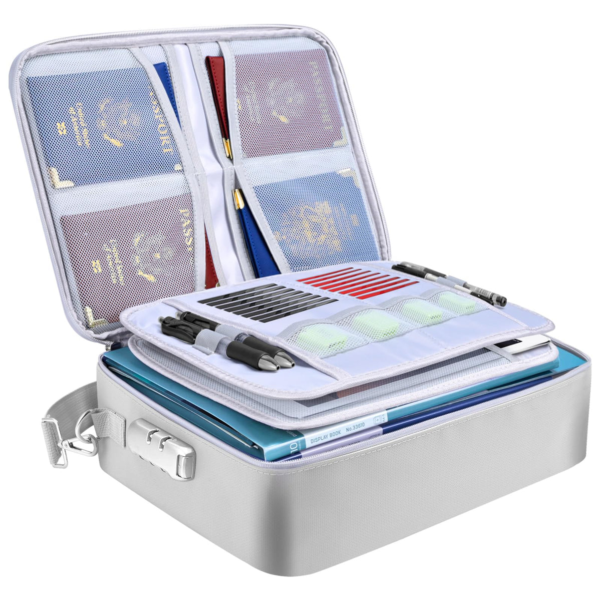 BALEINE Fireproof Document Box with Lock, Waterproof Fire Safe File Bag