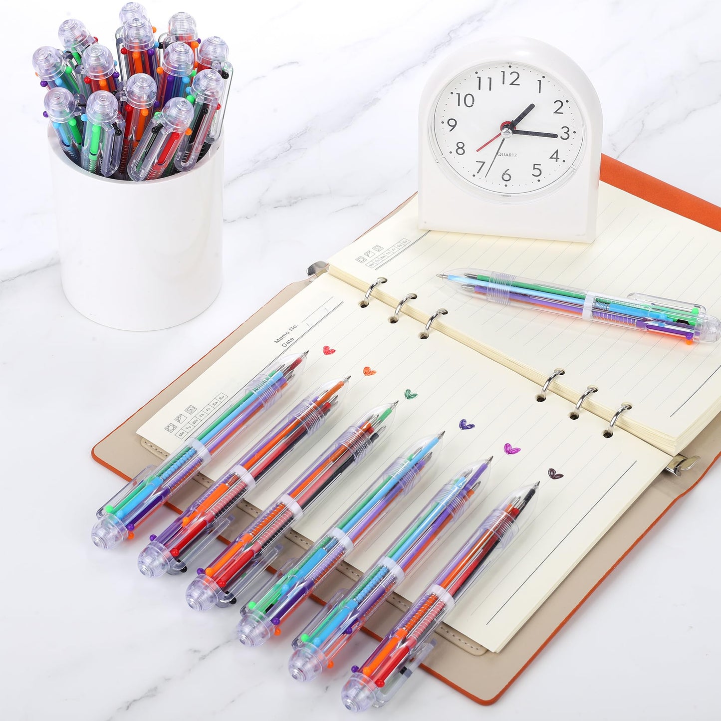 Aodaer 48 Pieces Multicolor Ballpoint Pens 0.5 mm 6 Colors Transparent Barrel Ballpoint Pen 6-in-1