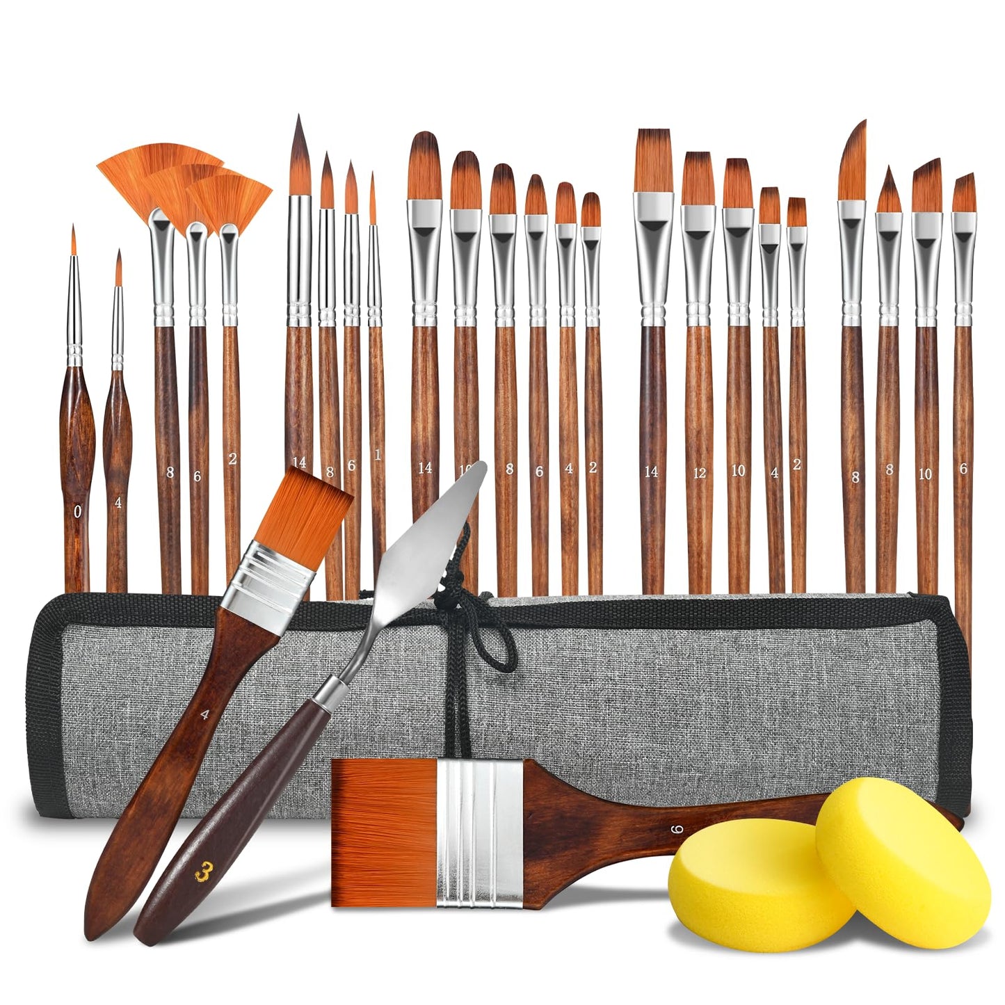 GETHPEN 29pcs Paint Brush Set, Acrylic Paint Brushes, Oil, Watercolor