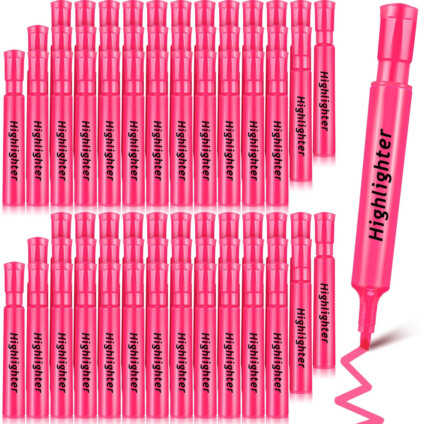 Qilery 72 Pack Tank Highlighters Bulk, Chisel Tip Markers,Pink