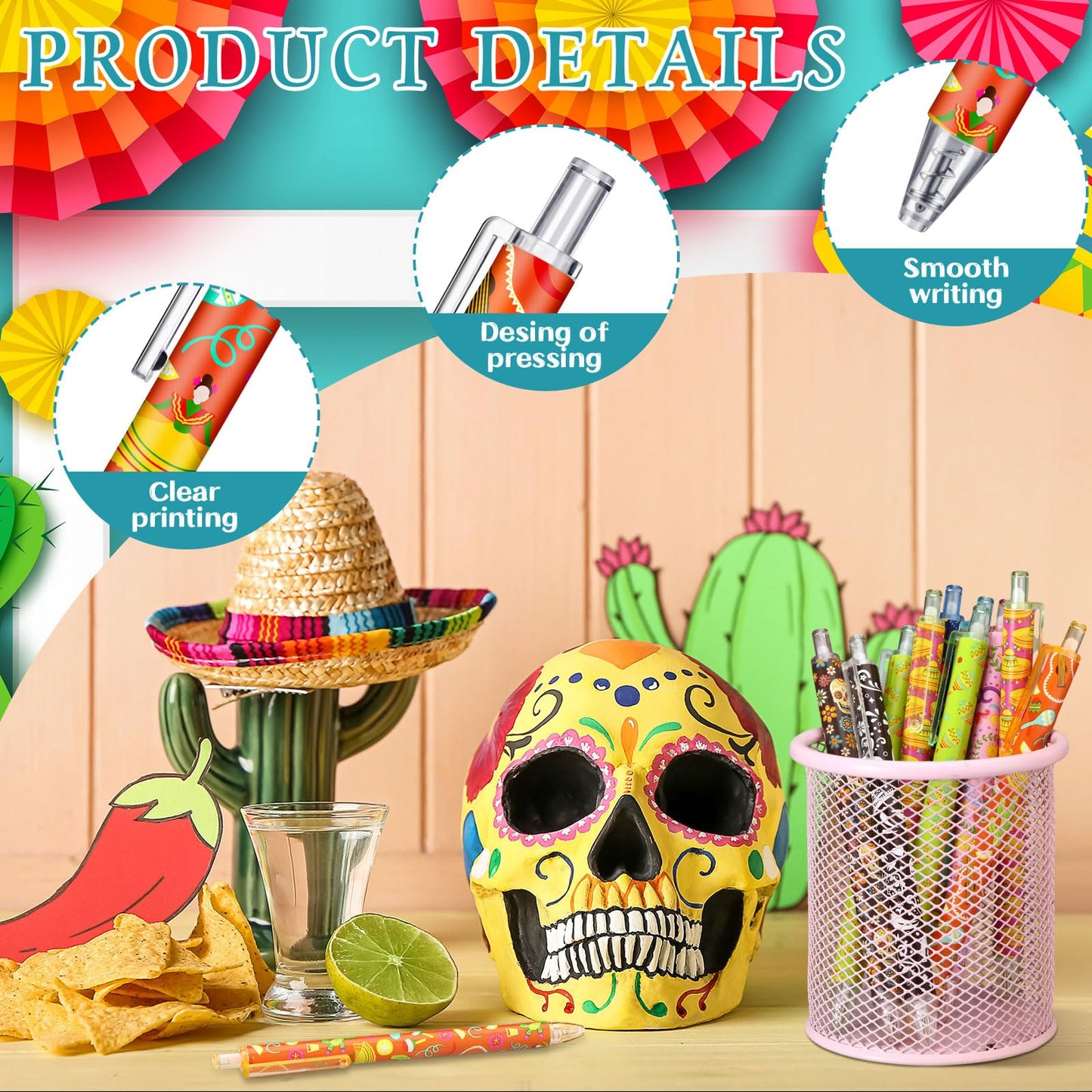 Leinuosen 72 Pcs Cinco De Mayo Pen Cinco De Mayo Party Favors Mexican Fiesta Pens Bulk Fiesta Party