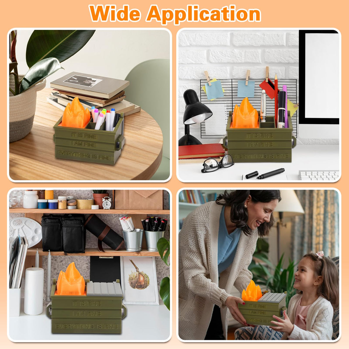 Dalycro Dumpster Fire Pencil Holder Fun Desk Accessories