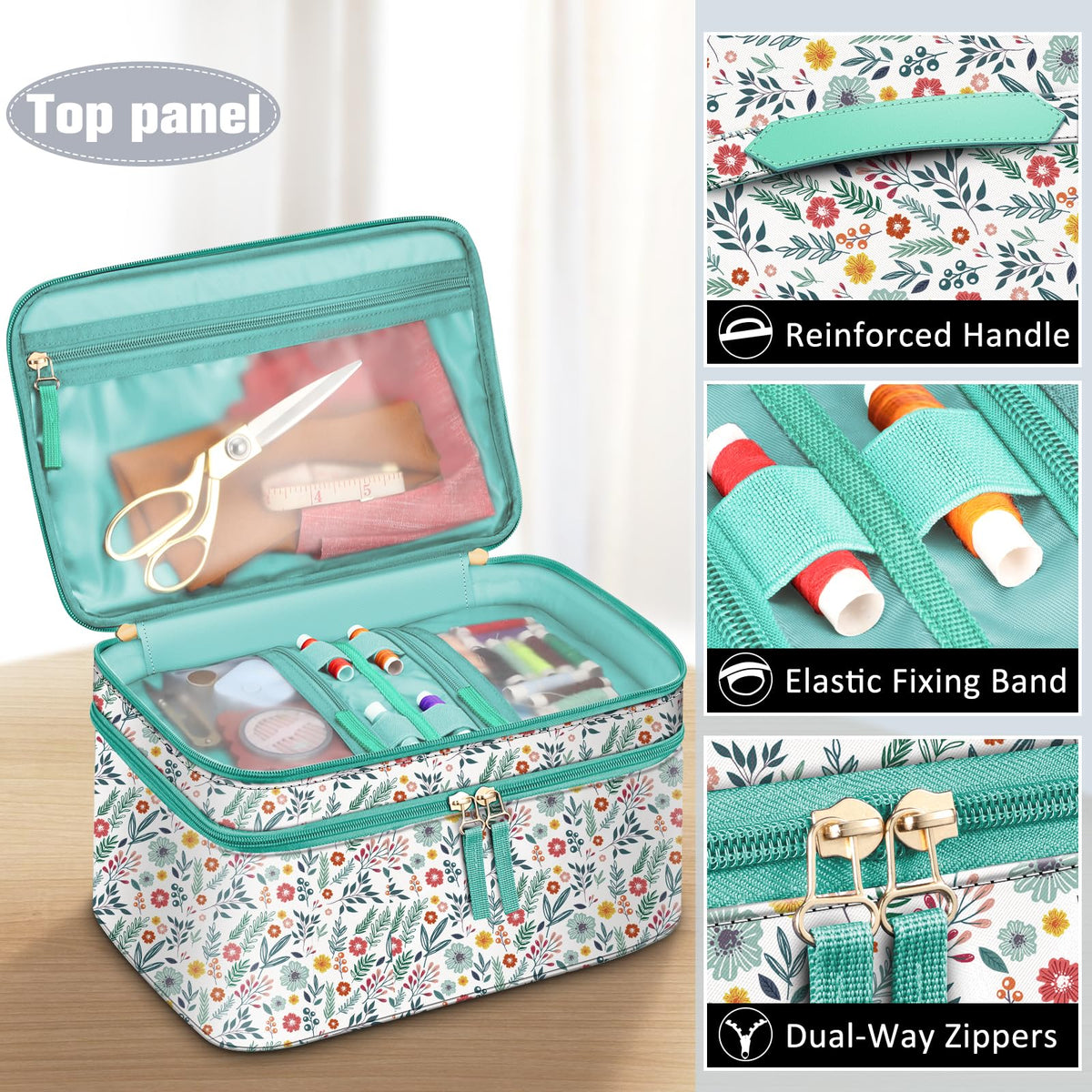 FINPAC Double-Layer Sewing Accessories Storage and Organizer Case Bag